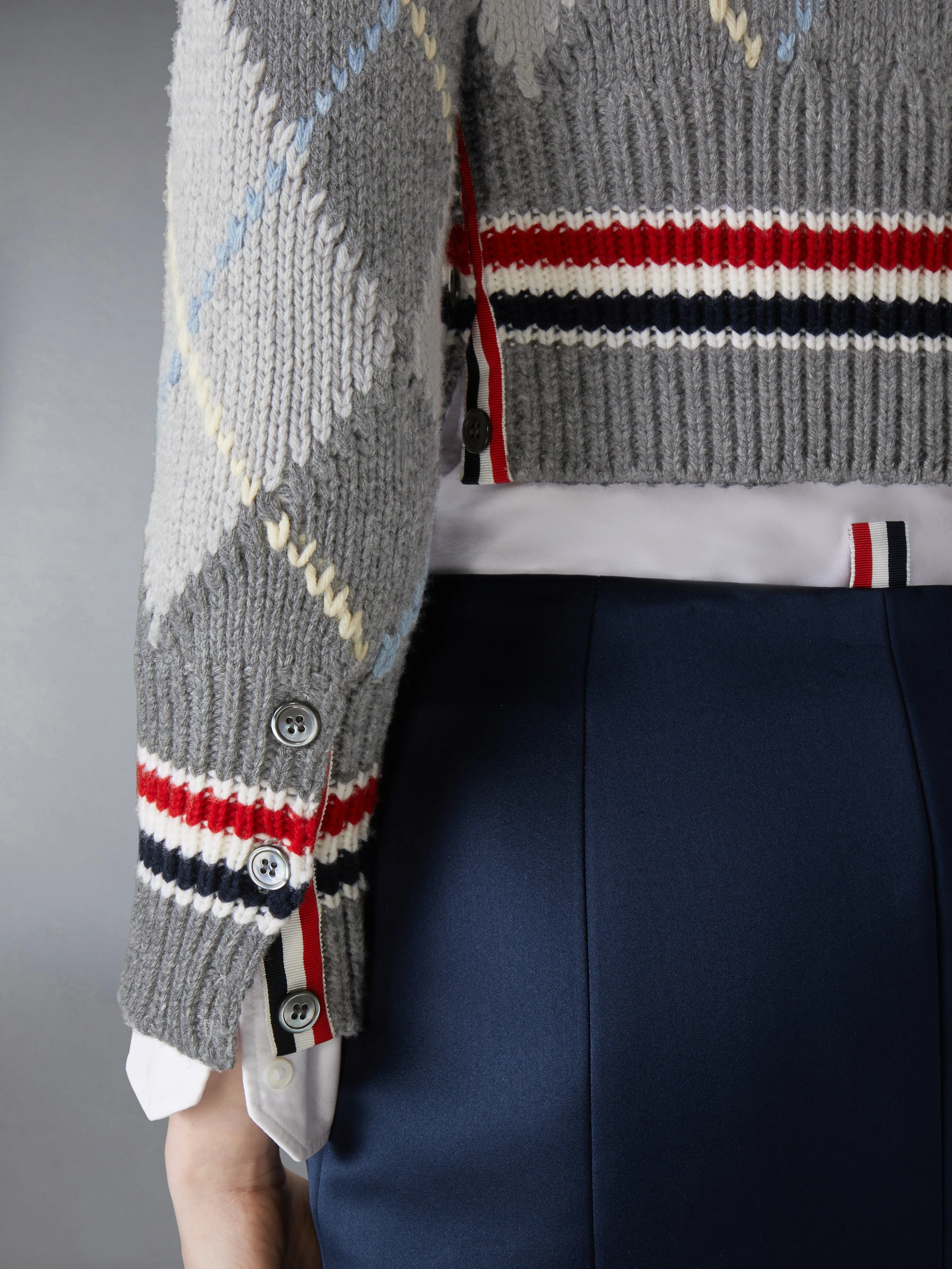 ARGYLE INTARSIA MERINO WOOL SHRUNKEN CARDIGAN sold by Thom Browne product image thumbnail 4