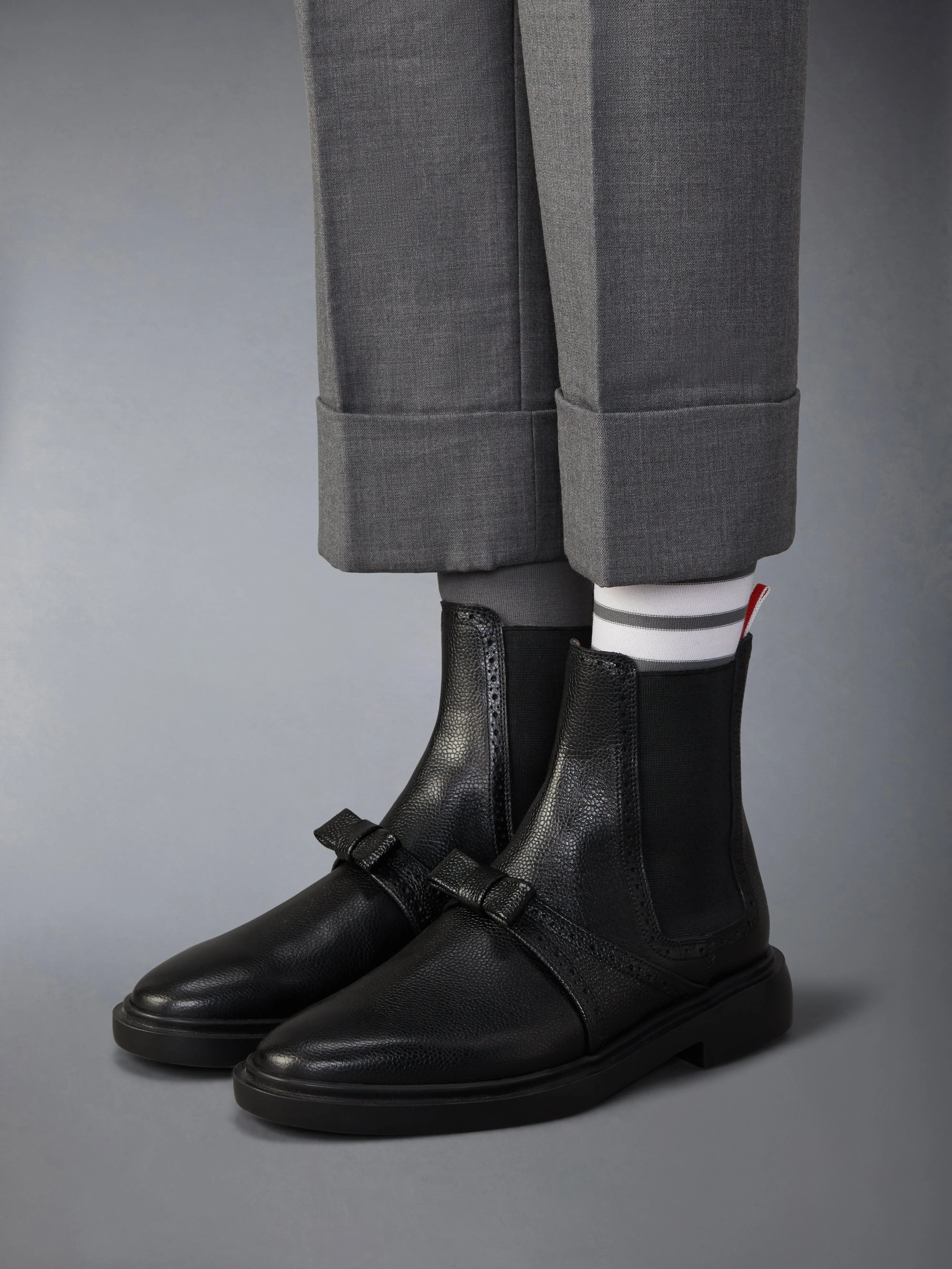 PEBBLE GRAIN RUBBER SOLE BROGUE BOW CHELSEA BOOT sold by Thom Browne product image thumbnail 4