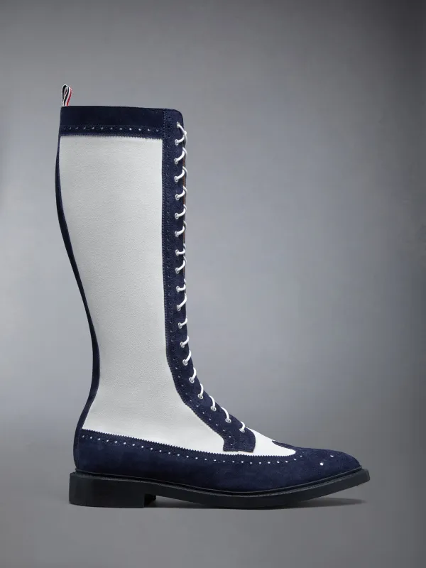 CALF SUEDE KNEE HIGH LONGWING BOOT sold by Thom Browne