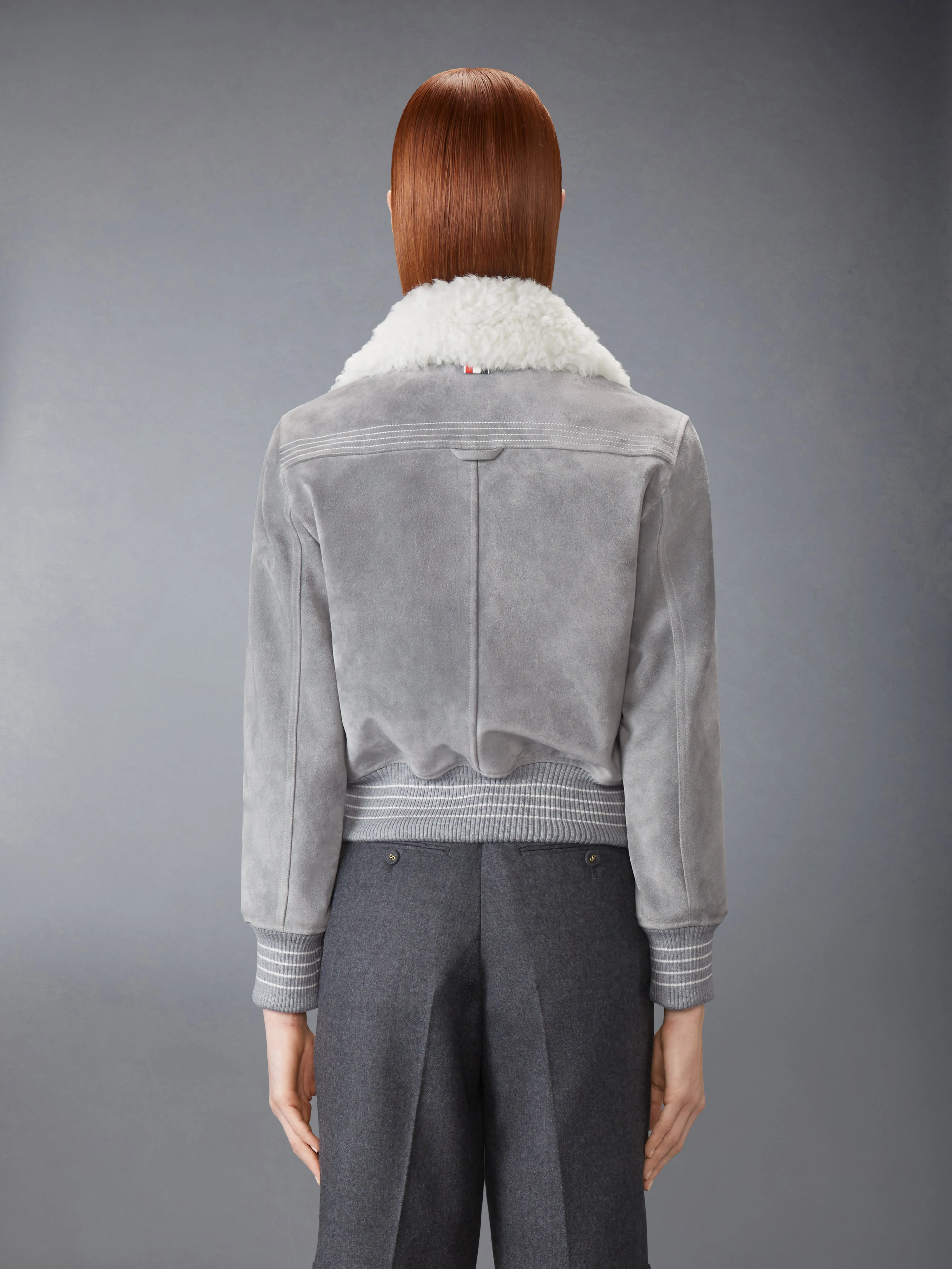 SHEARLING & SUEDE CROPPED FLIGHT JACKET sold by Thom Browne product image thumbnail 2