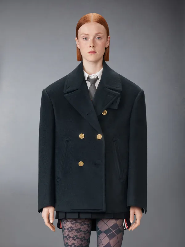 ZIBERLINE FINISH CASHMERE OVERSIZED PEACOAT sold by Thom Browne