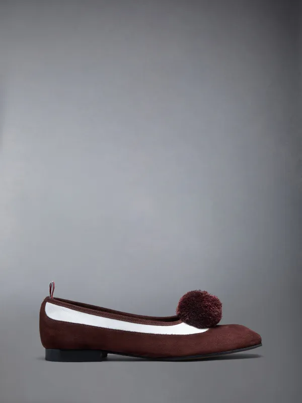CALF SUEDE POM POM OPERA SPECTATOR BALLERINA sold by Thom Browne