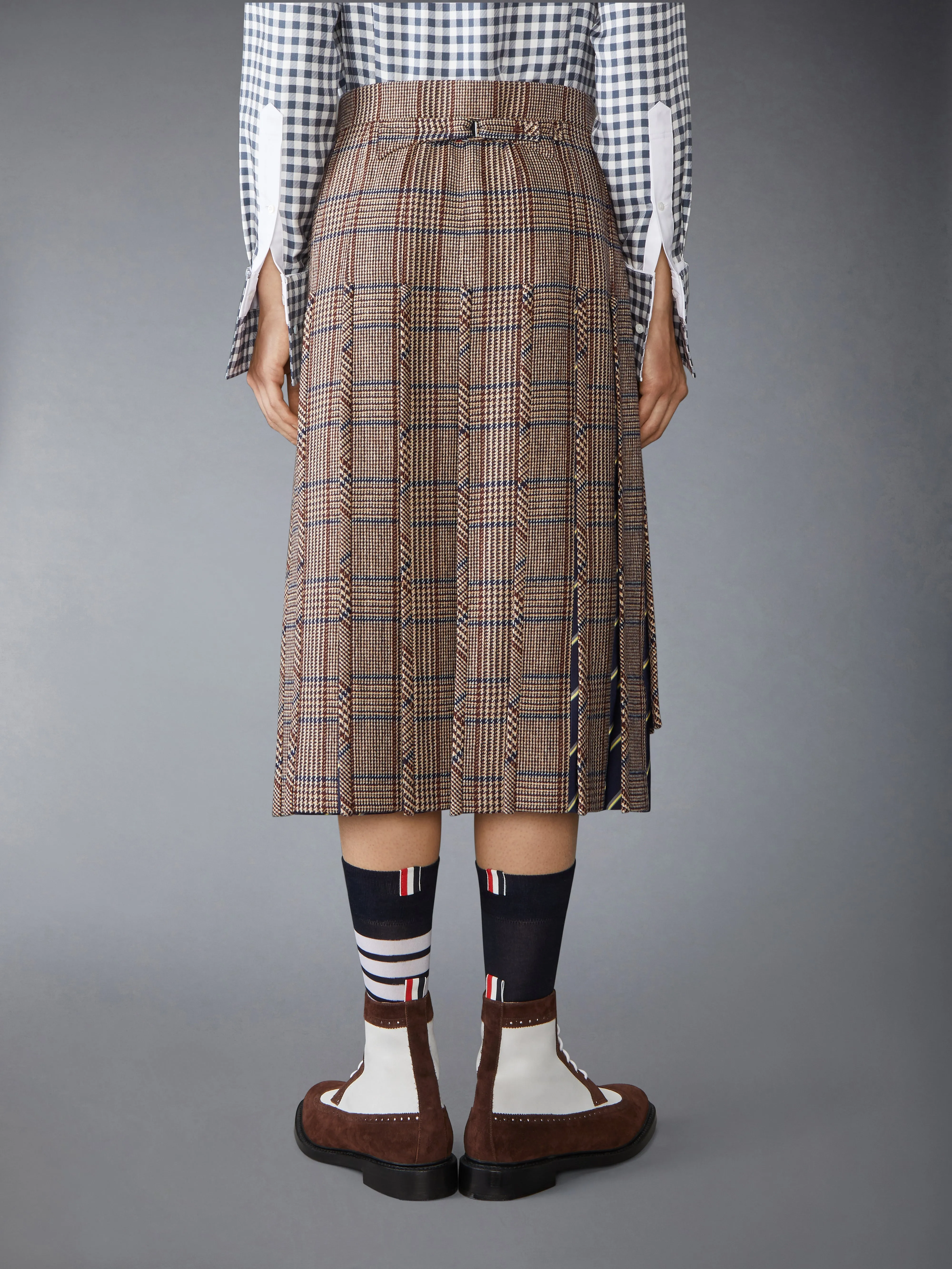 HUNTING TWEED LOW RISE PLEATED SKIRT sold by Thom Browne product image thumbnail 3