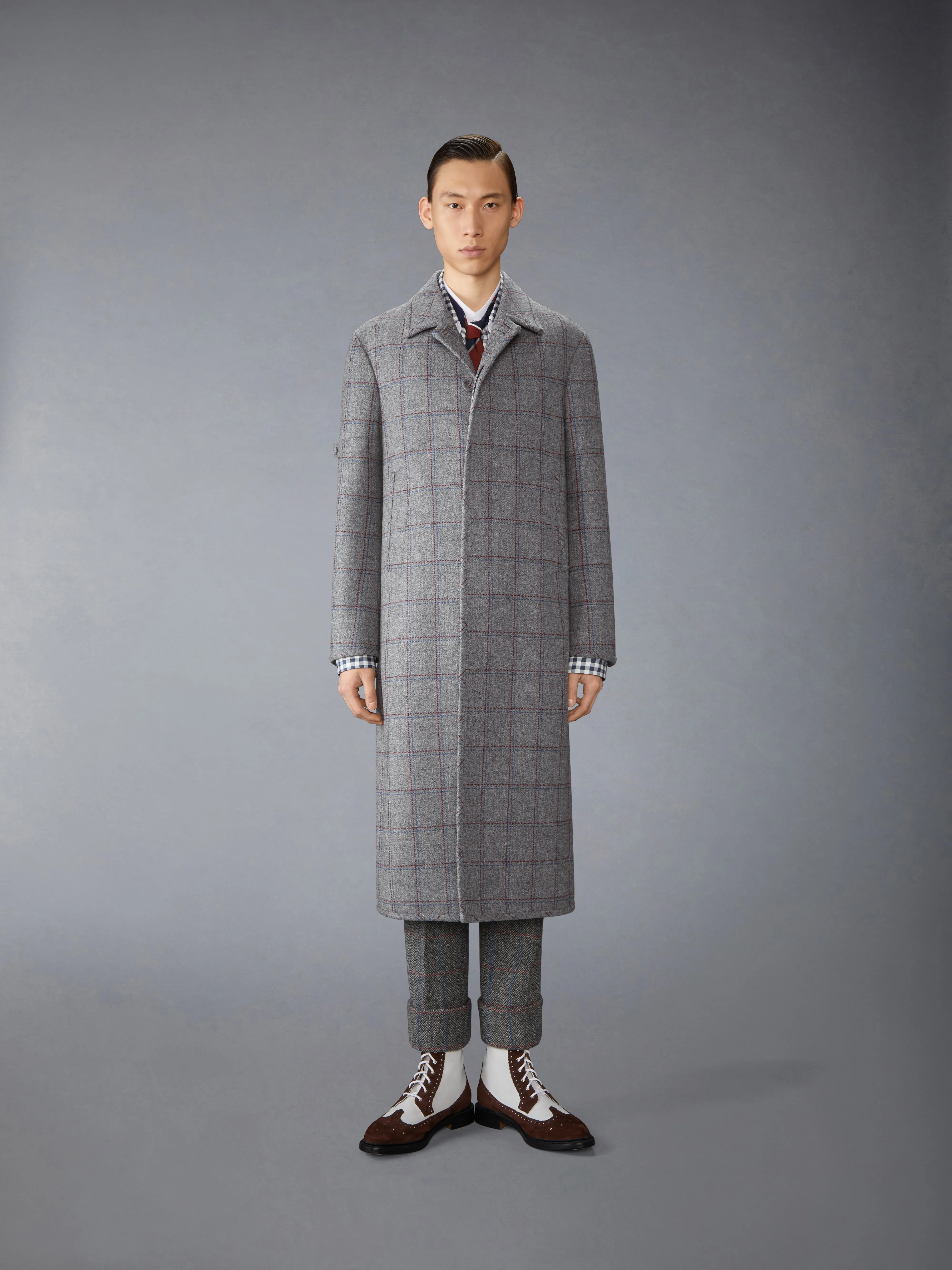 BROWNE 65 ARMBAND BAL COLLAR COAT sold by Thom Browne
