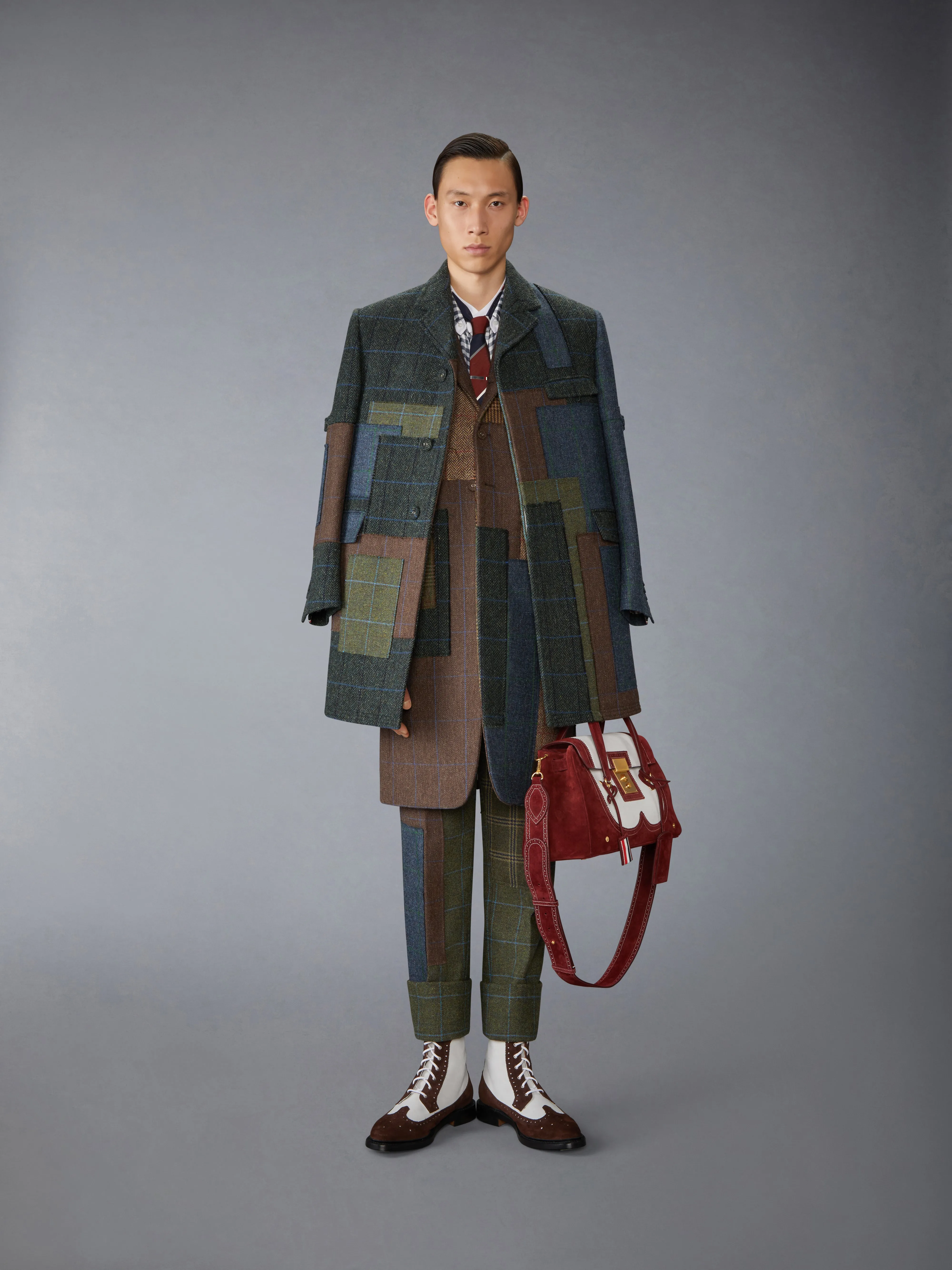 HUNTING TWEED CHESTERFIELD ARMBAND JACKET sold by Thom Browne product image thumbnail 3