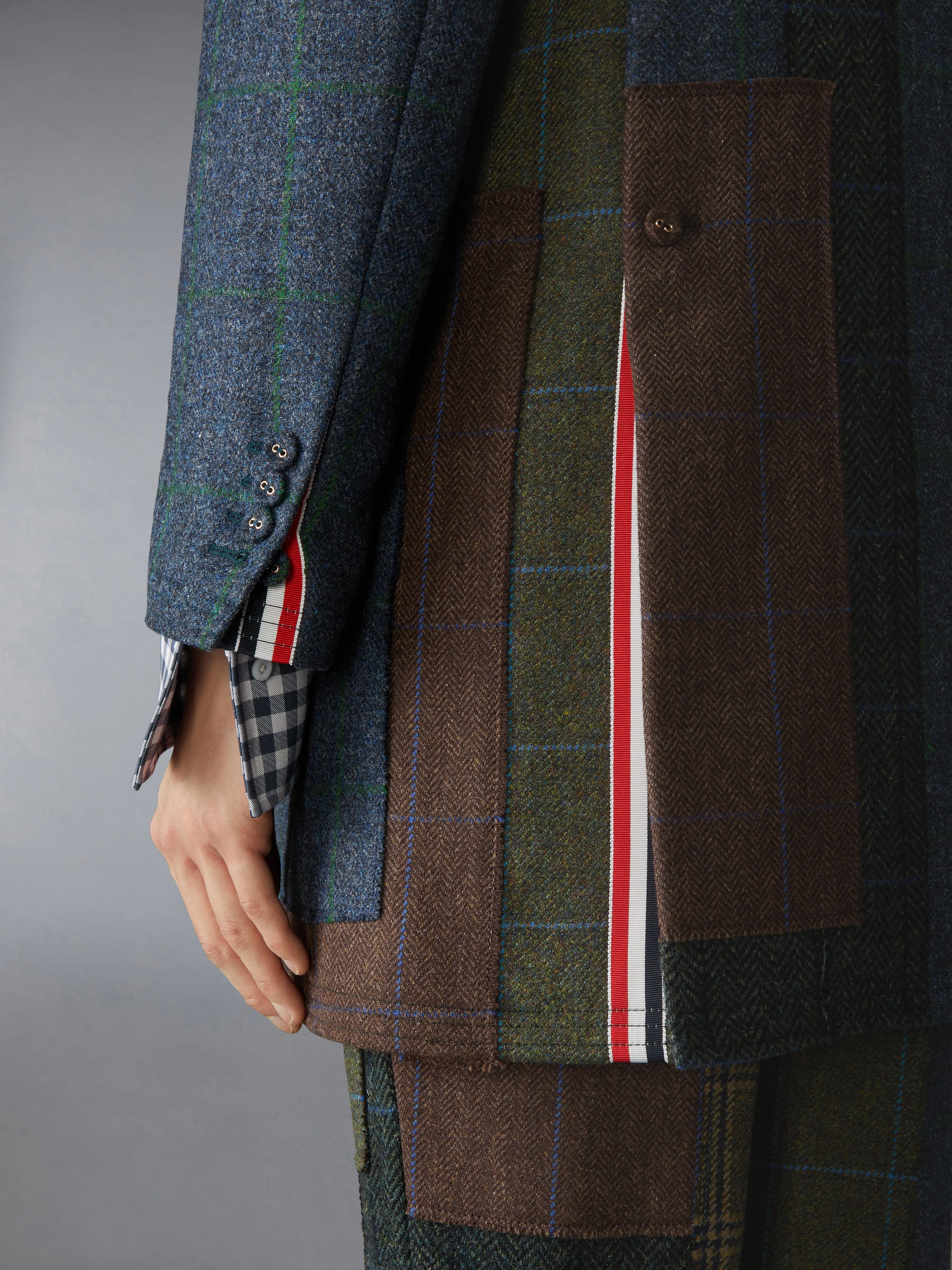 HUNTING TWEED CHESTERFIELD ARMBAND JACKET sold by Thom Browne product image thumbnail 4