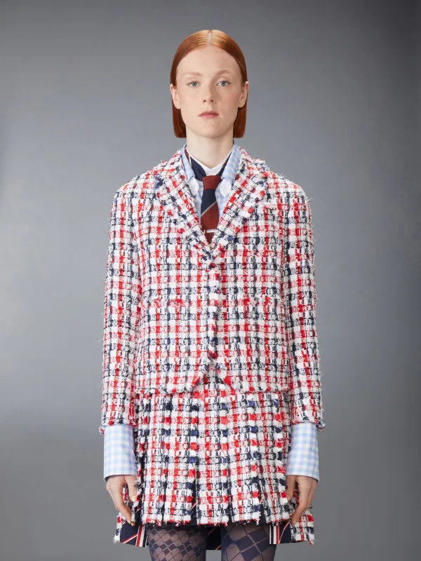 GINGHAM SATIN RIBBON TWEED SPORTCOAT sold by Thom Browne