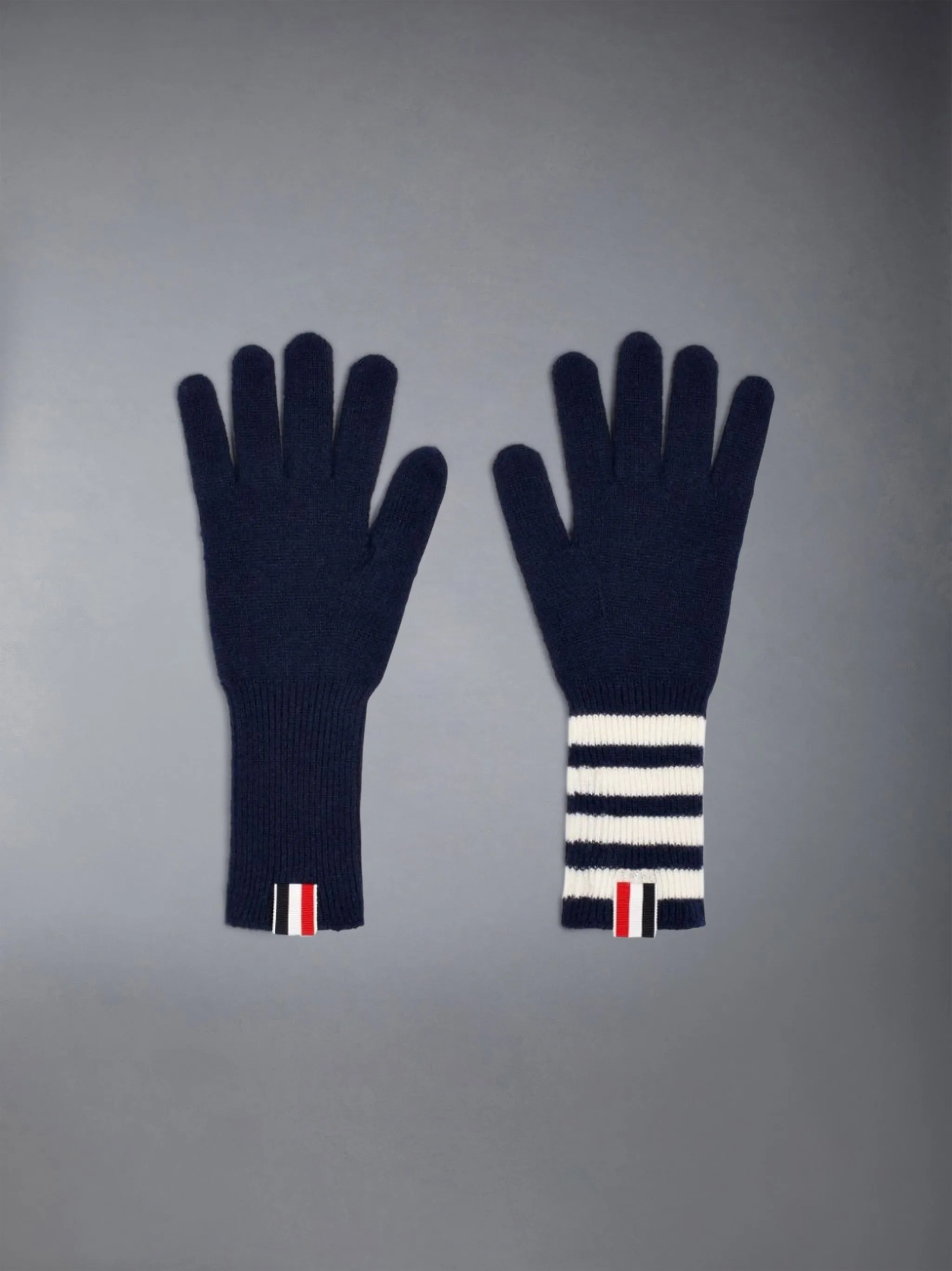 CASHMERE RIBBED 4-BAR GLOVES sold by Thom Browne