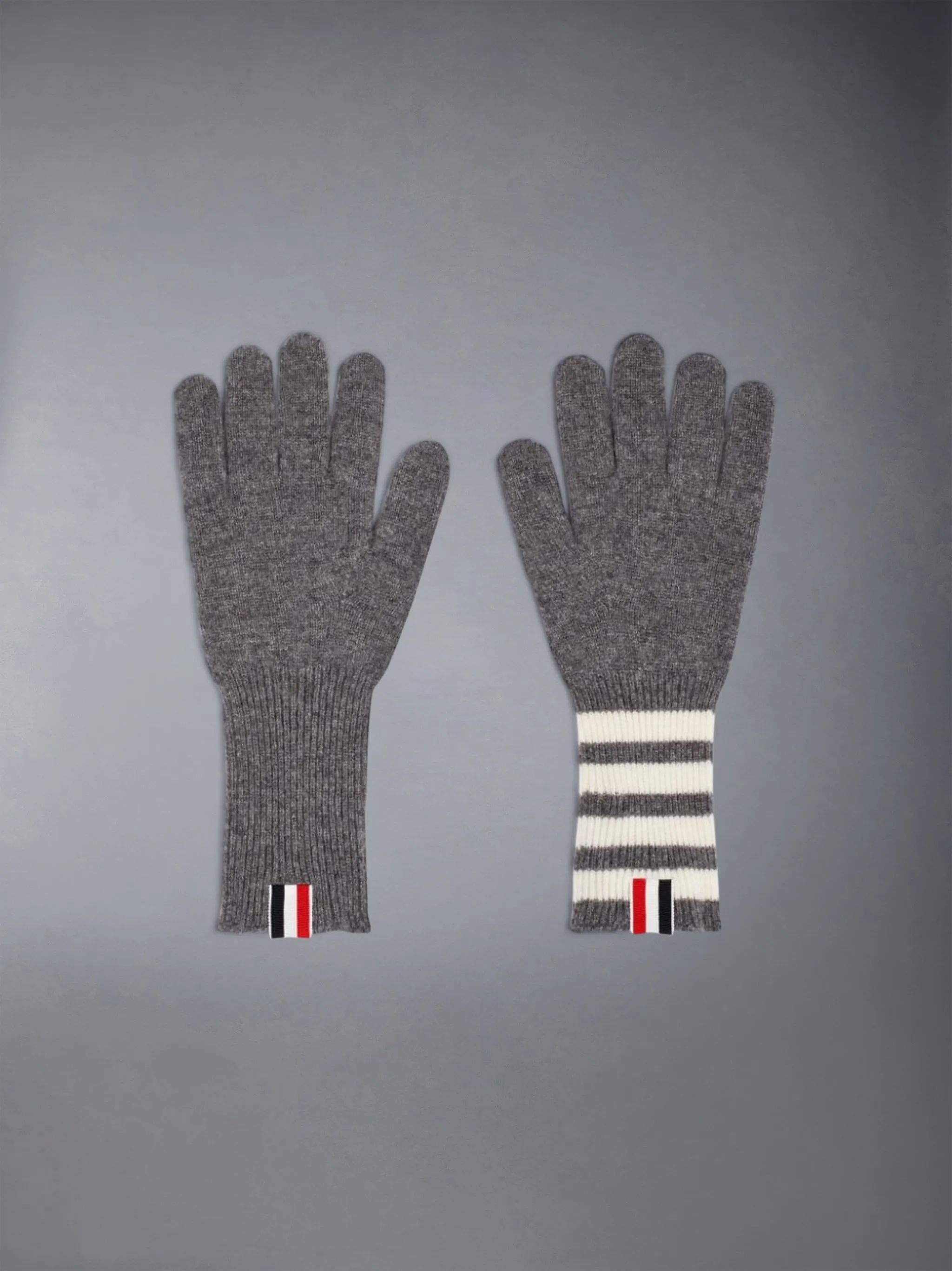 CASHMERE RIBBED 4-BAR GLOVES sold by Thom Browne
