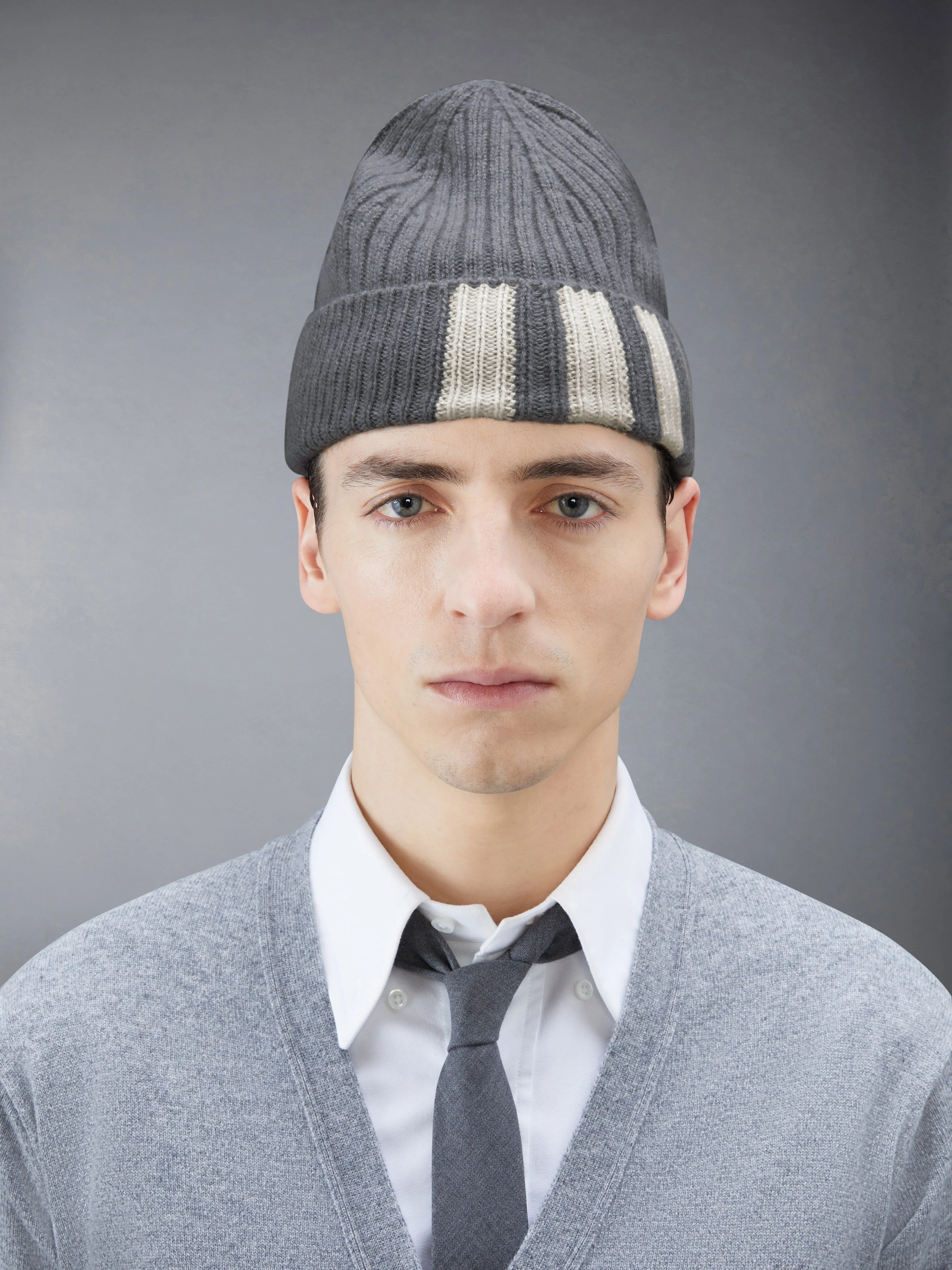 CASHMERE 4-BAR CUFF BEANIE sold by Thom Browne product image thumbnail 4