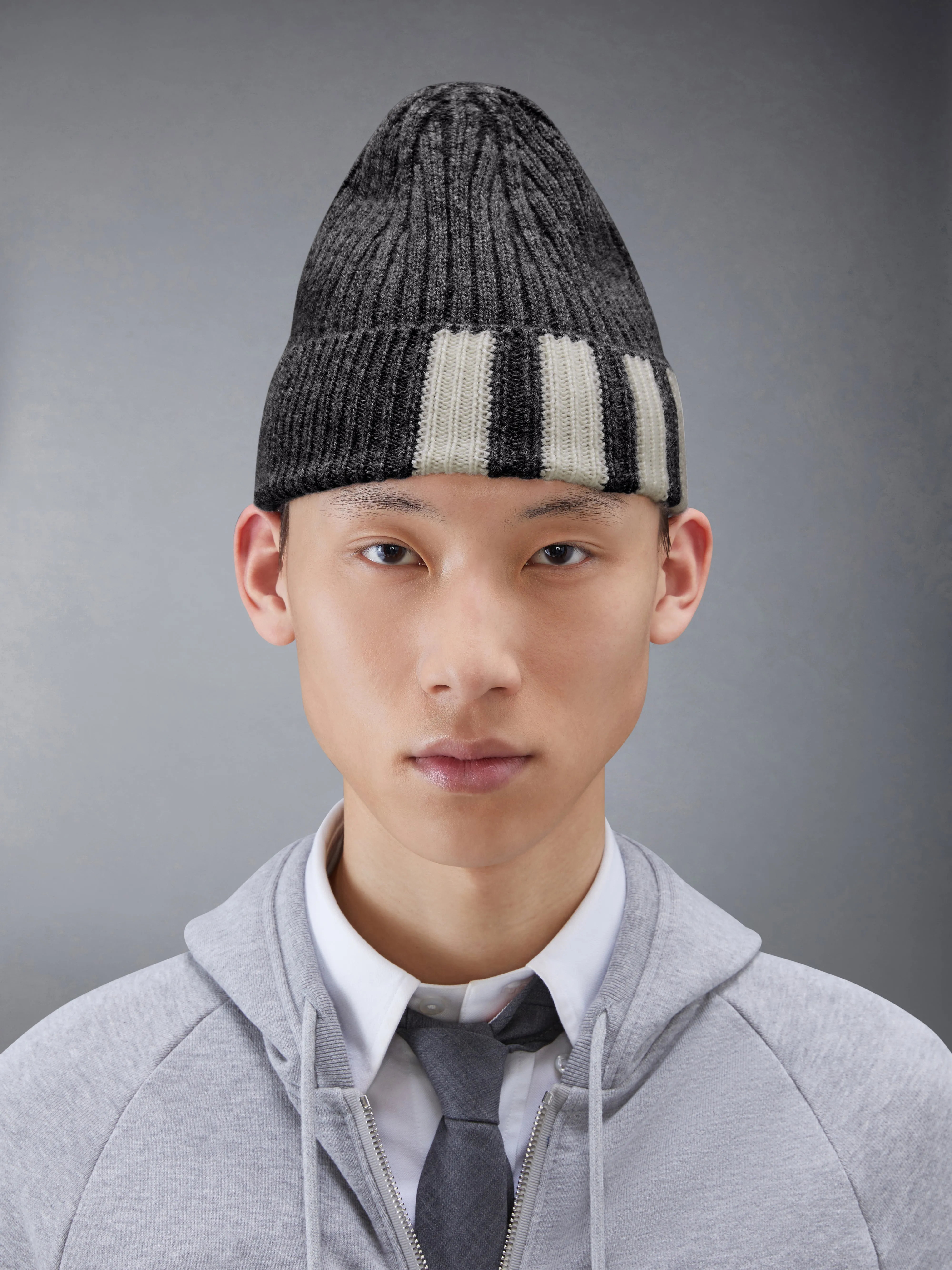 CASHMERE 4-BAR CUFF BEANIE sold by Thom Browne product image thumbnail 4