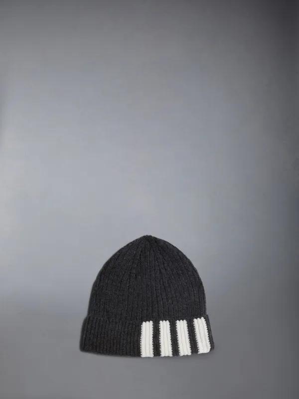 CASHMERE 4-BAR CUFF BEANIE sold by Thom Browne