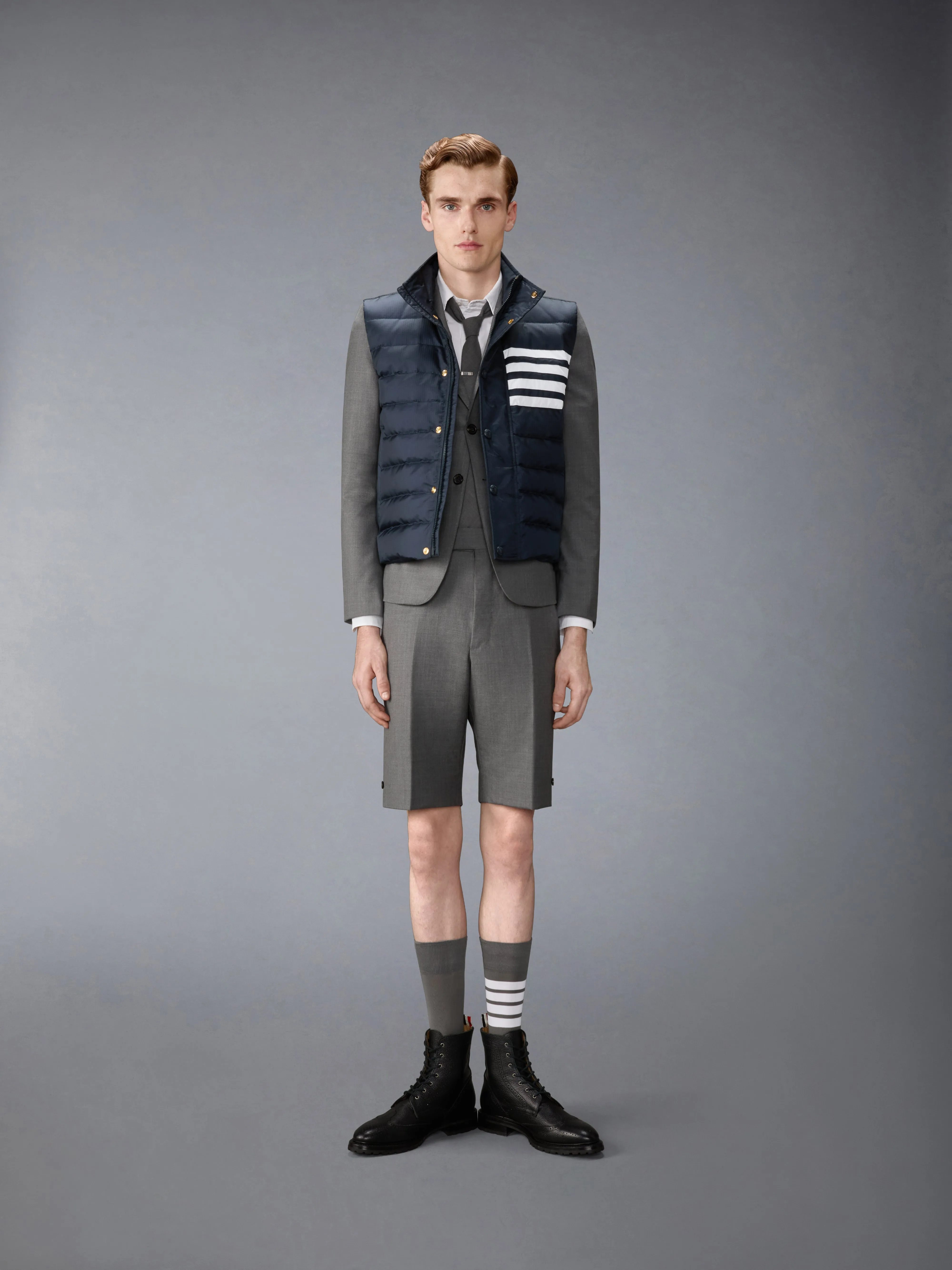 SHINY RIPSTOP LIGHTWEIGHT DOWN FILLED 4-BAR VEST sold by Thom Browne product image thumbnail 3