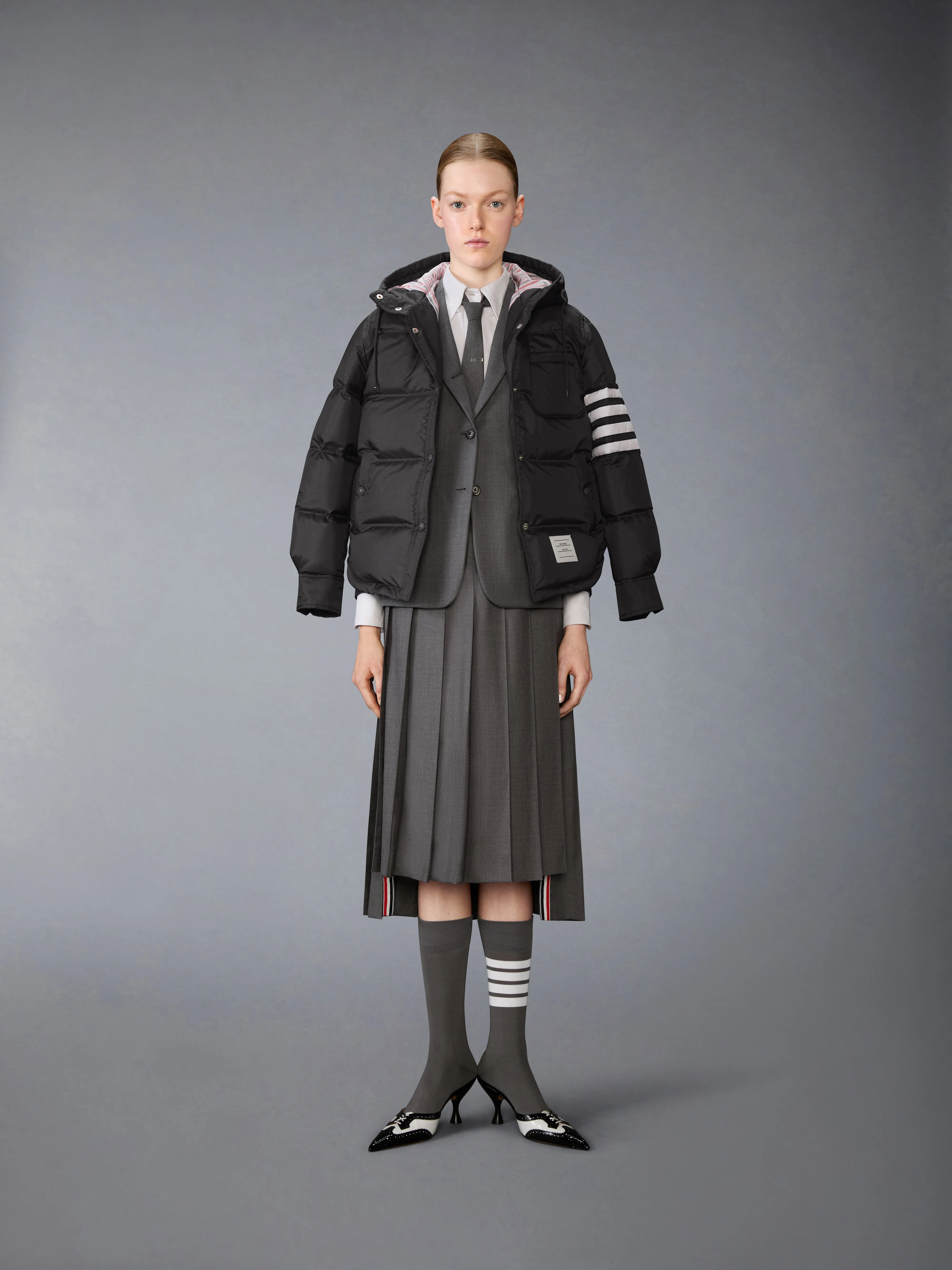 SHINY RIPSTOP LIGHTWEIGHT DOWN FILLED 4-BAR JACKET sold by Thom Browne product image thumbnail 3