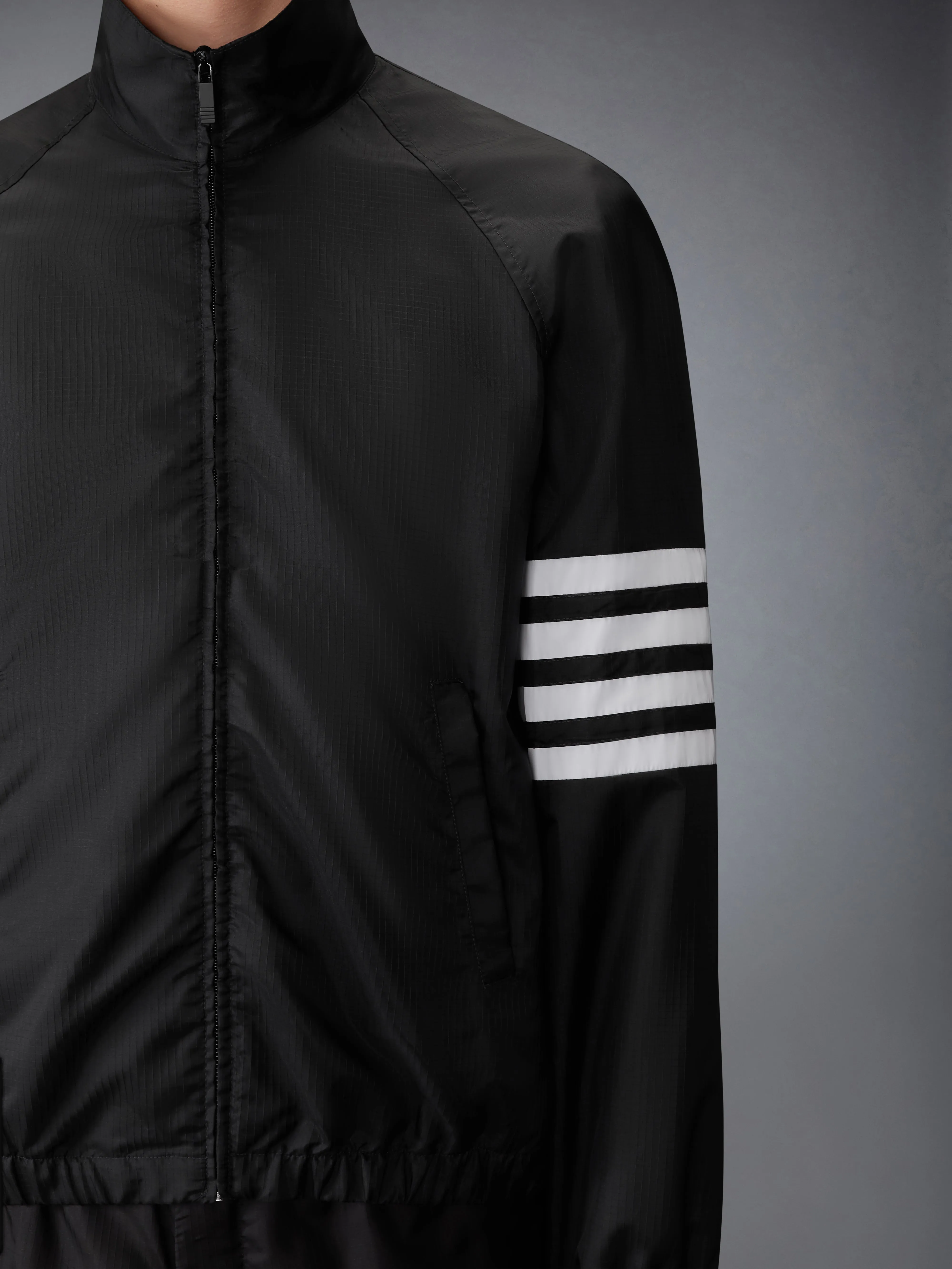SHINY RIPSTOP RAGLAN 4-BAR TRACK JACKET sold by Thom Browne product image thumbnail 5