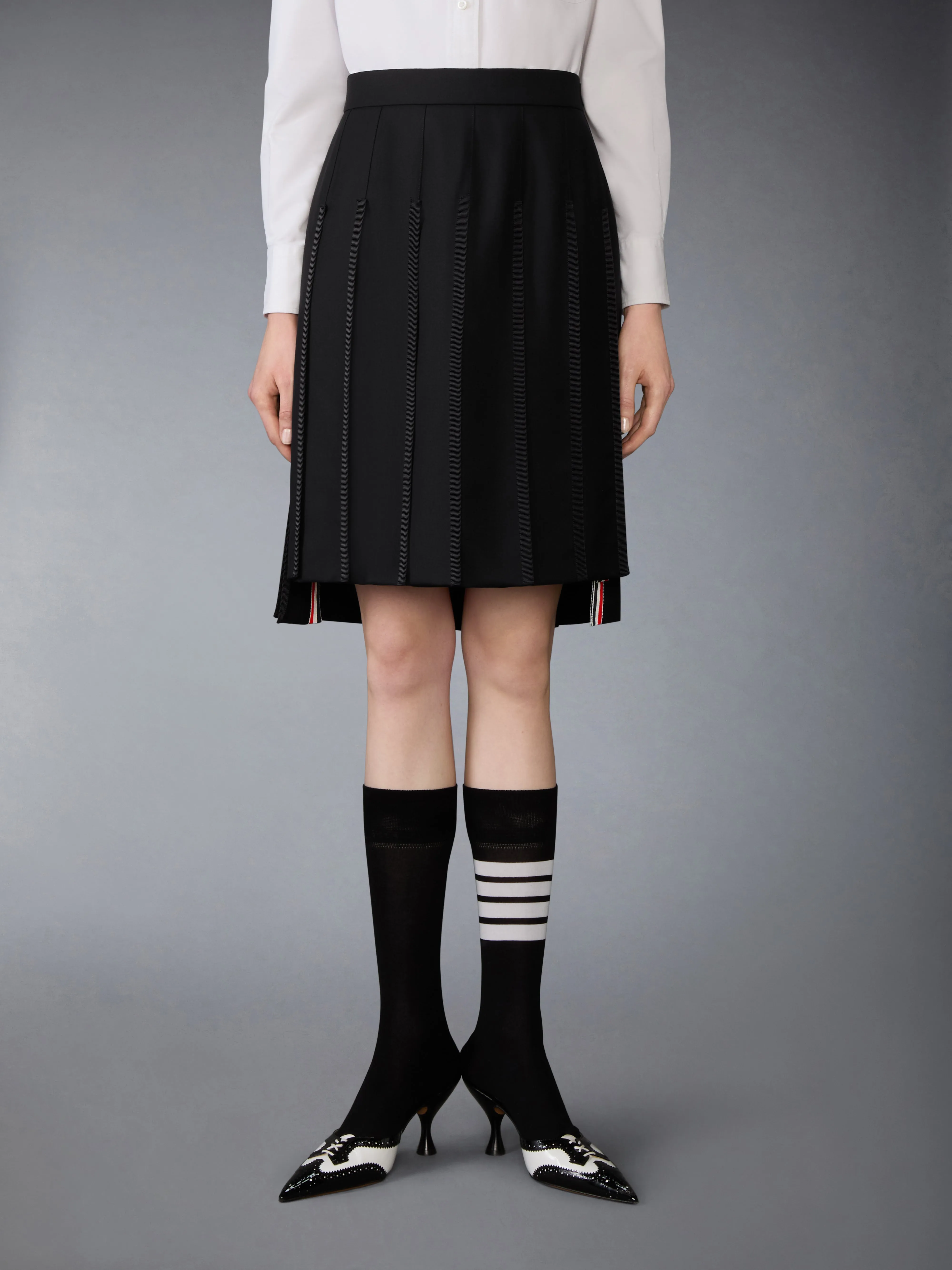 SUPER 120'S TWILL PLEATED SKIRT sold by Thom Browne