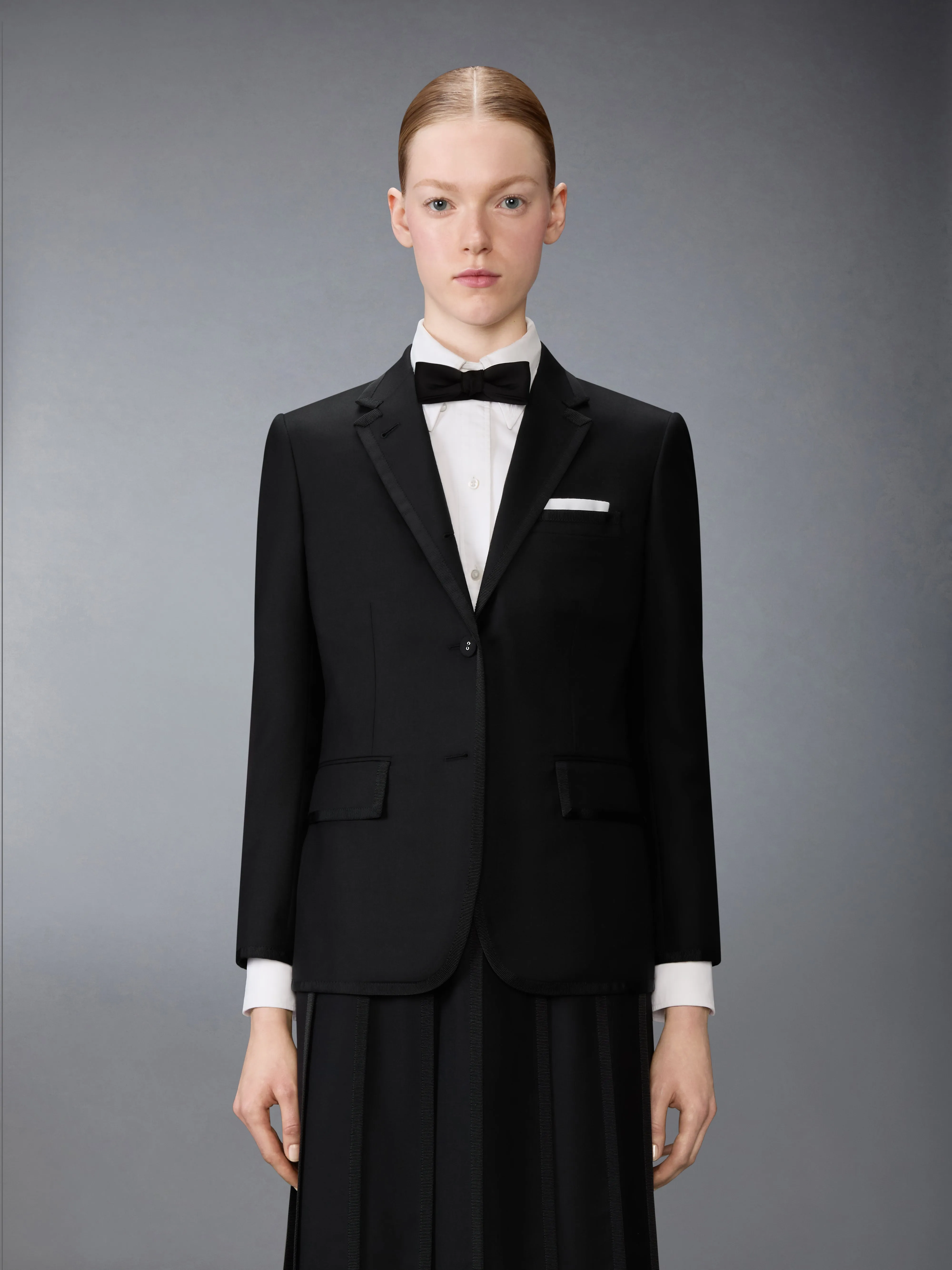 SUPER 120'S TWILL GROSGRAIN TIPPING SPORTCOAT sold by Thom Browne