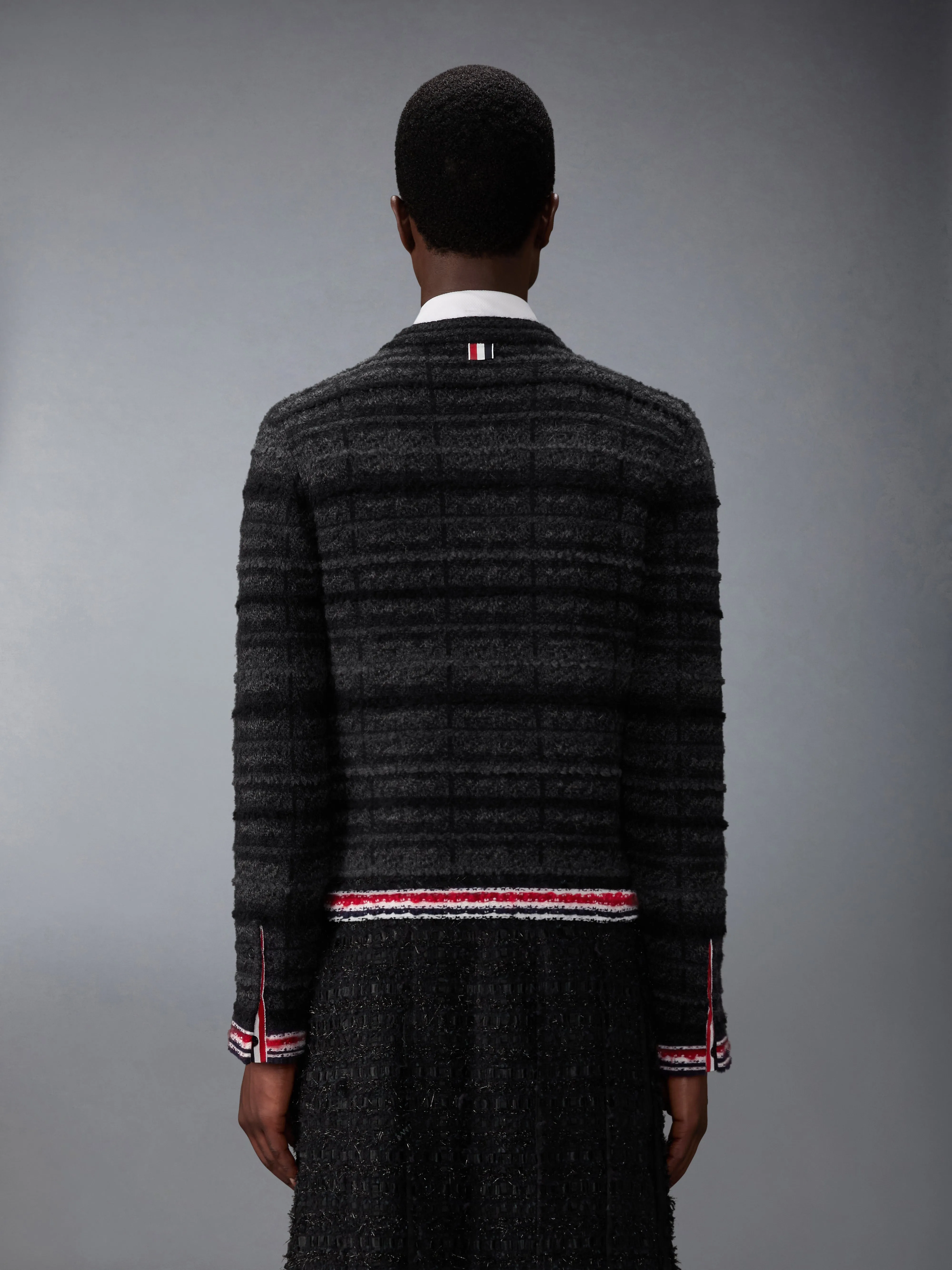 TARTAN JACQUARD MERINO MOHAIR CARDIGAN JACKET sold by Thom Browne product image thumbnail 2