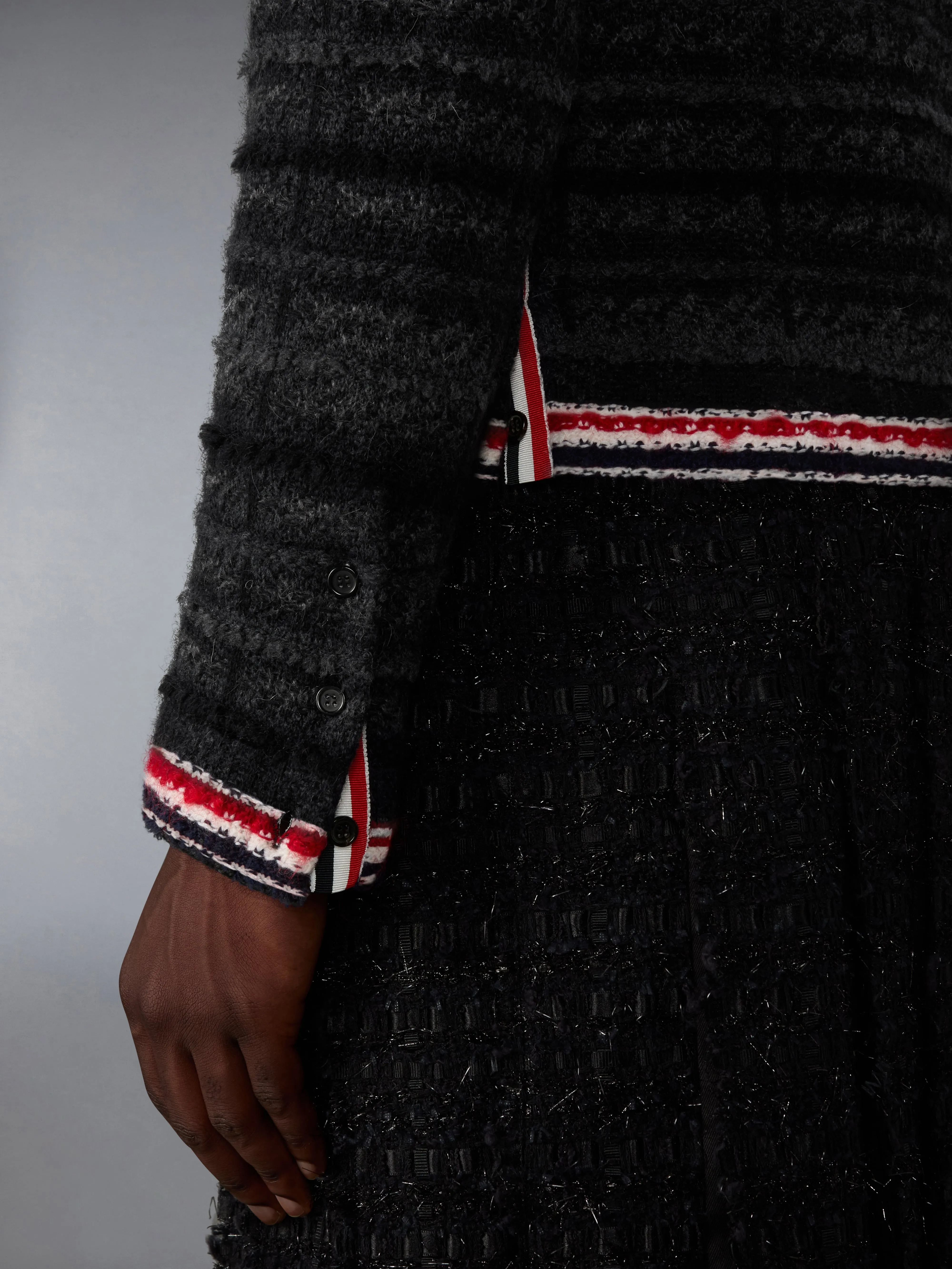 TARTAN JACQUARD MERINO MOHAIR CARDIGAN JACKET sold by Thom Browne product image thumbnail 4