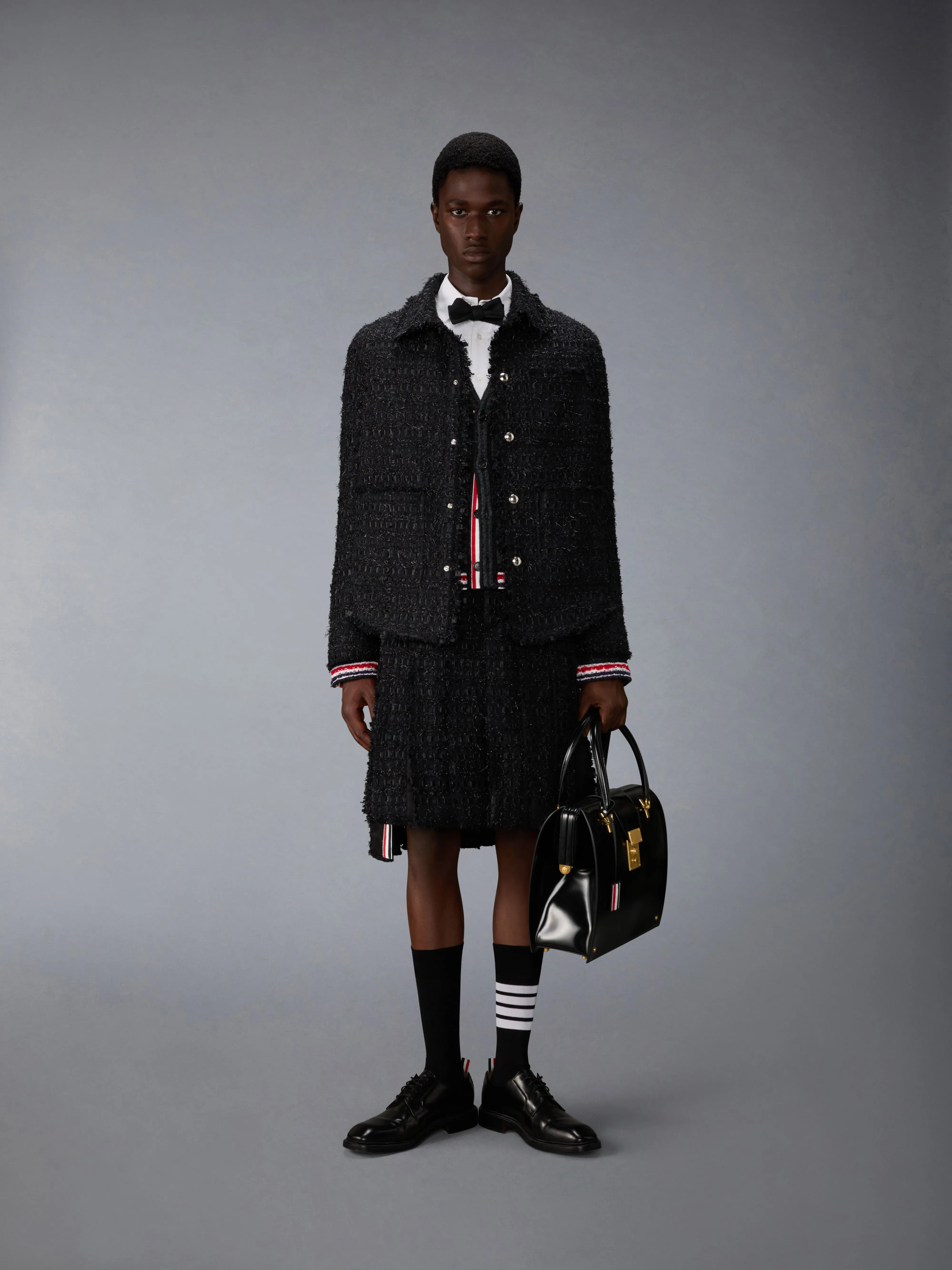 TARTAN JACQUARD MERINO MOHAIR CARDIGAN JACKET sold by Thom Browne product image thumbnail 3