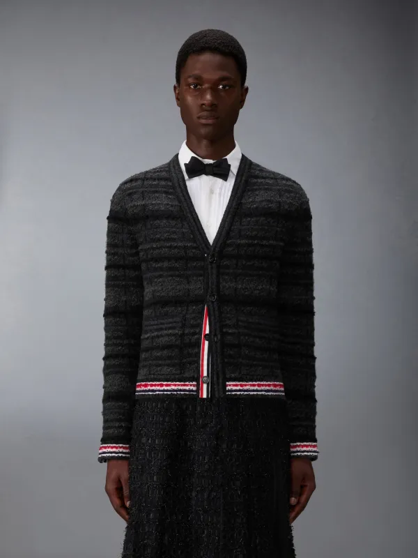 TARTAN JACQUARD MERINO MOHAIR CARDIGAN JACKET made by Thom Browne