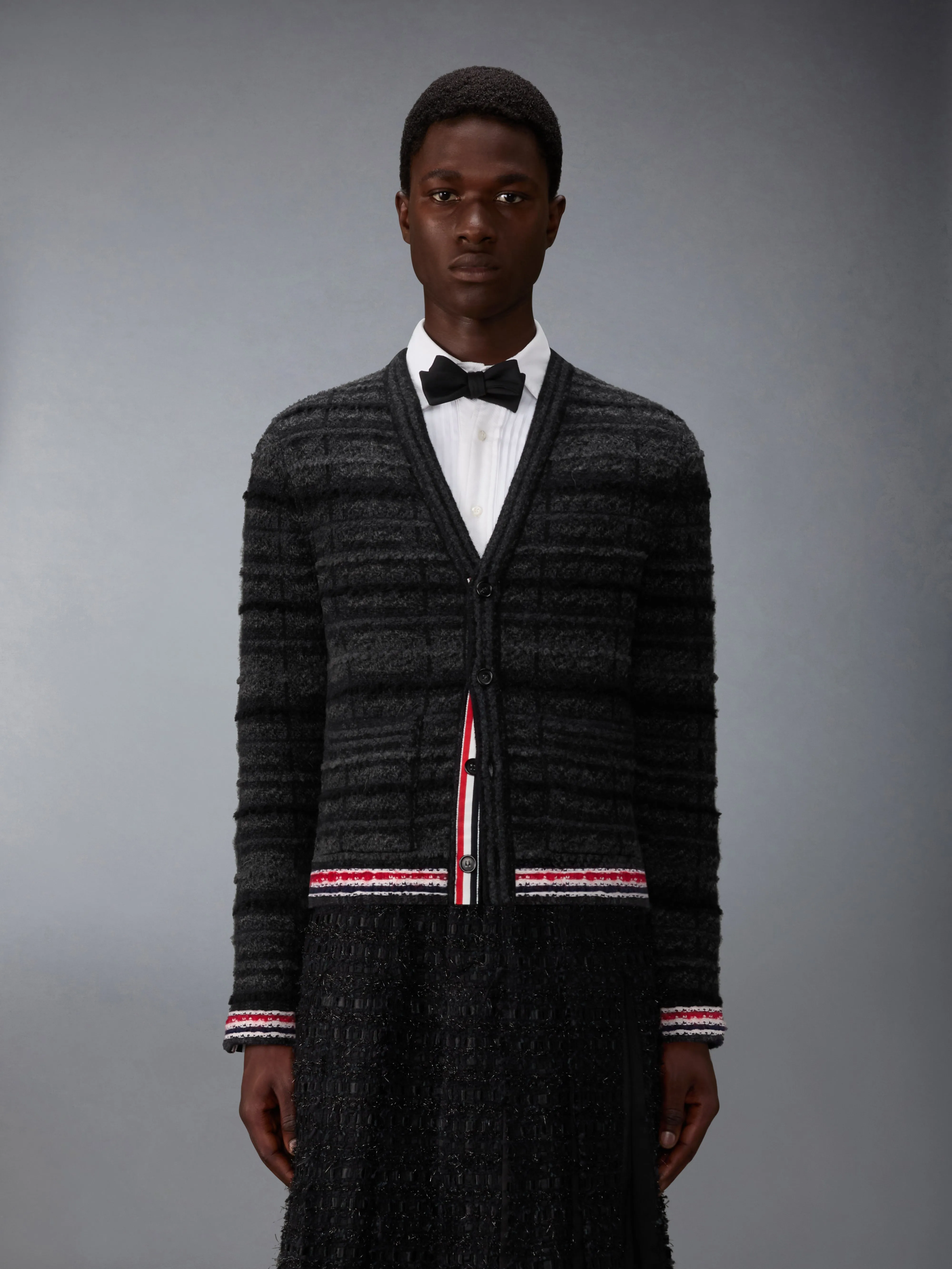 TARTAN JACQUARD MERINO MOHAIR CARDIGAN JACKET sold by Thom Browne