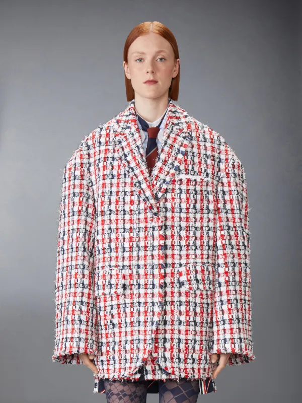 GINGHAM SATIN RIBBON TWEED COCOON SPORTCOAT sold by Thom Browne