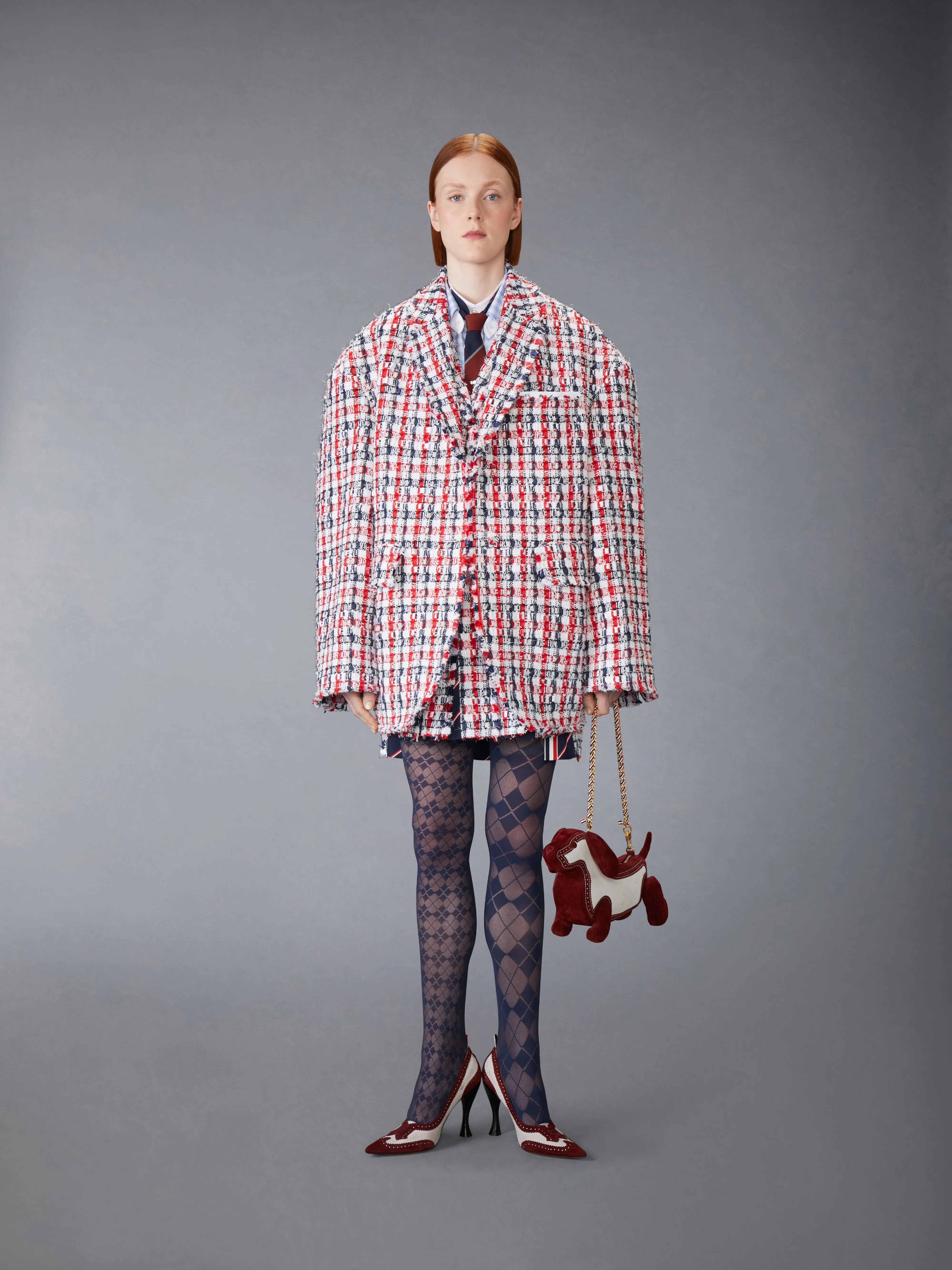 GINGHAM SATIN RIBBON TWEED COCOON SPORTCOAT sold by Thom Browne product image thumbnail 3