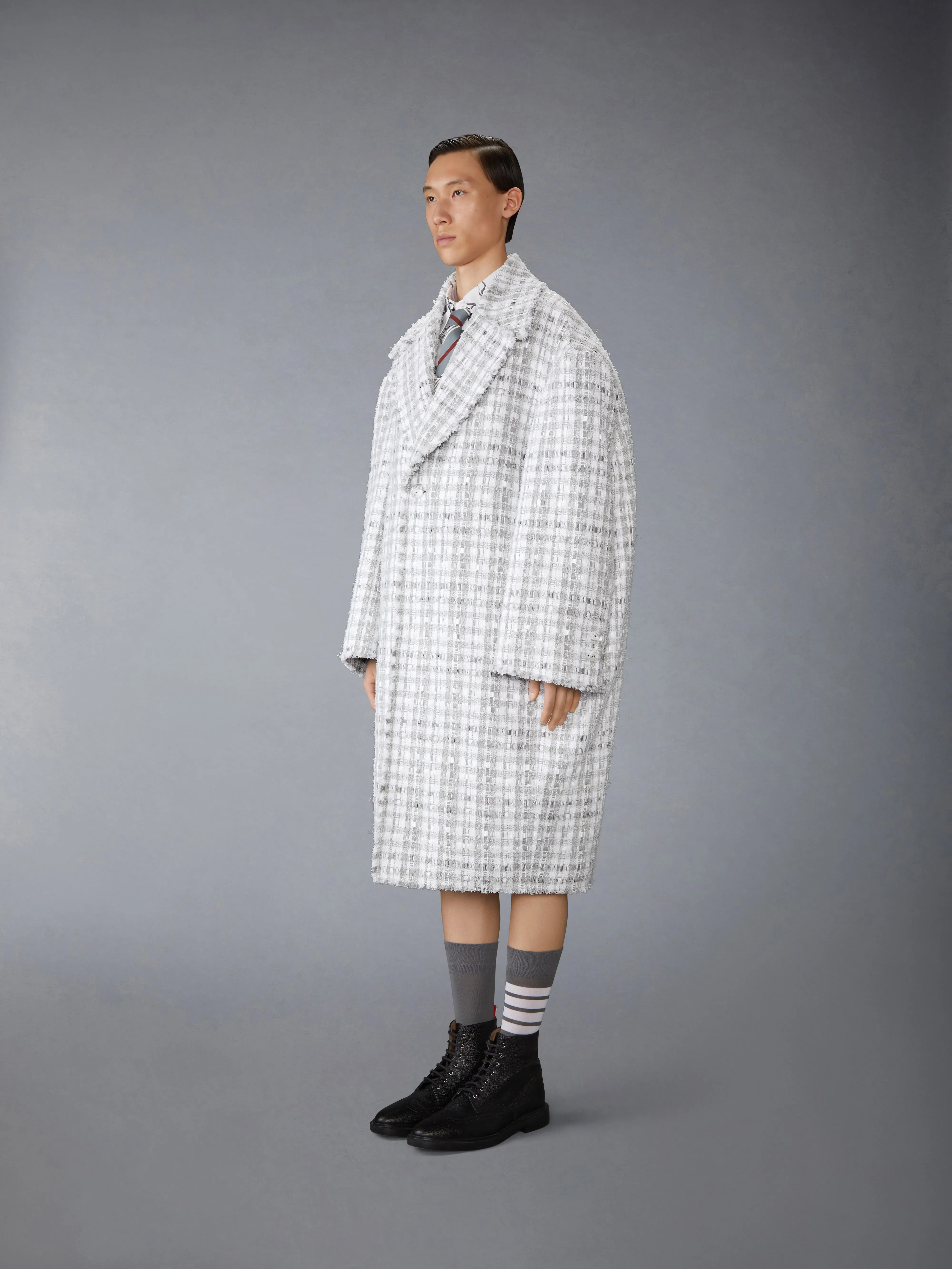 GINGHAM RIBBON TWEED COCOON COAT sold by Thom Browne product image thumbnail 2