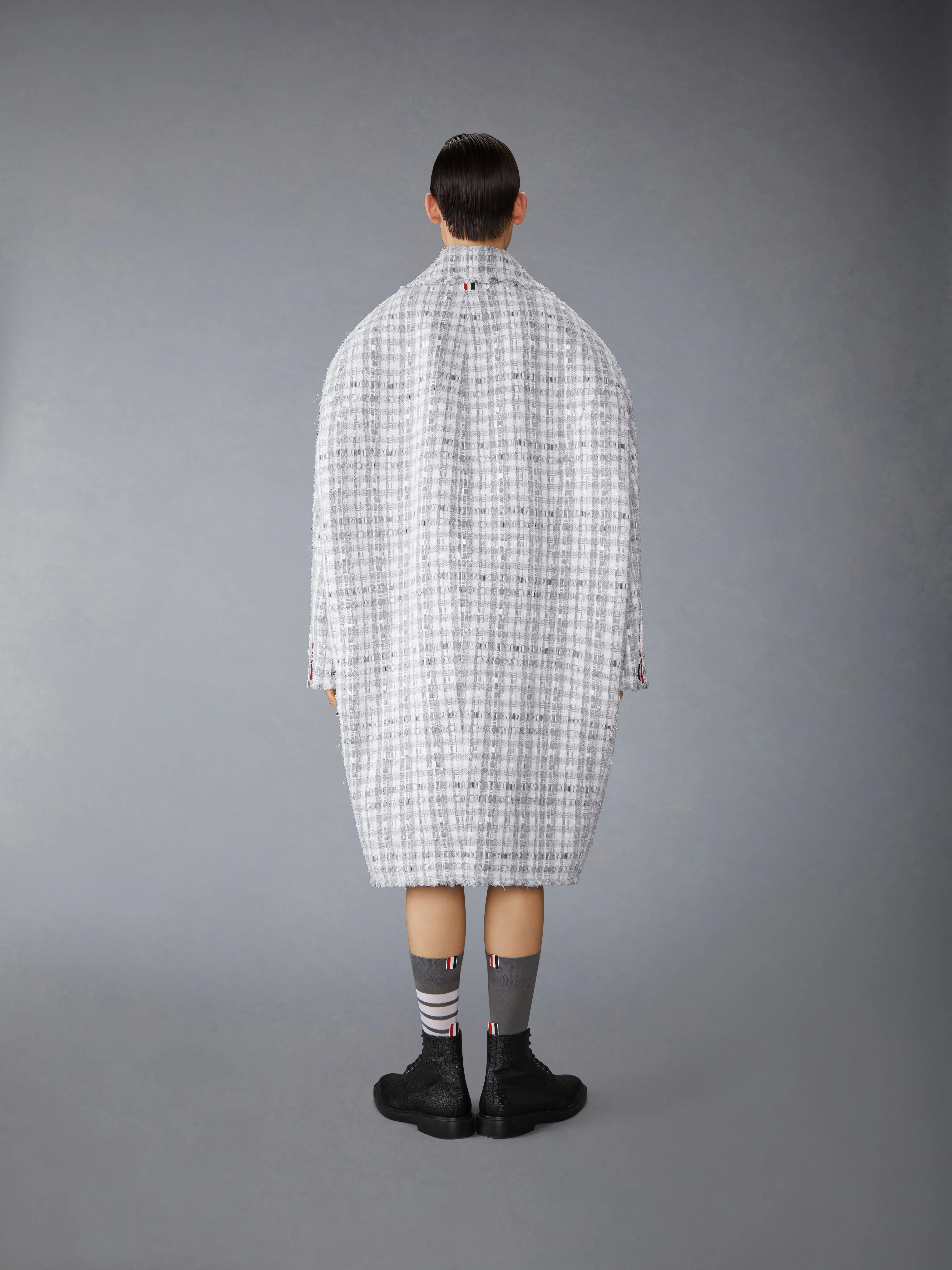 GINGHAM RIBBON TWEED COCOON COAT sold by Thom Browne product image thumbnail 3
