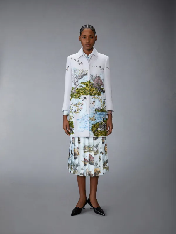 SCENIC TOILE APPLIQUE BAL COLLAR OVERCOAT sold by Thom Browne