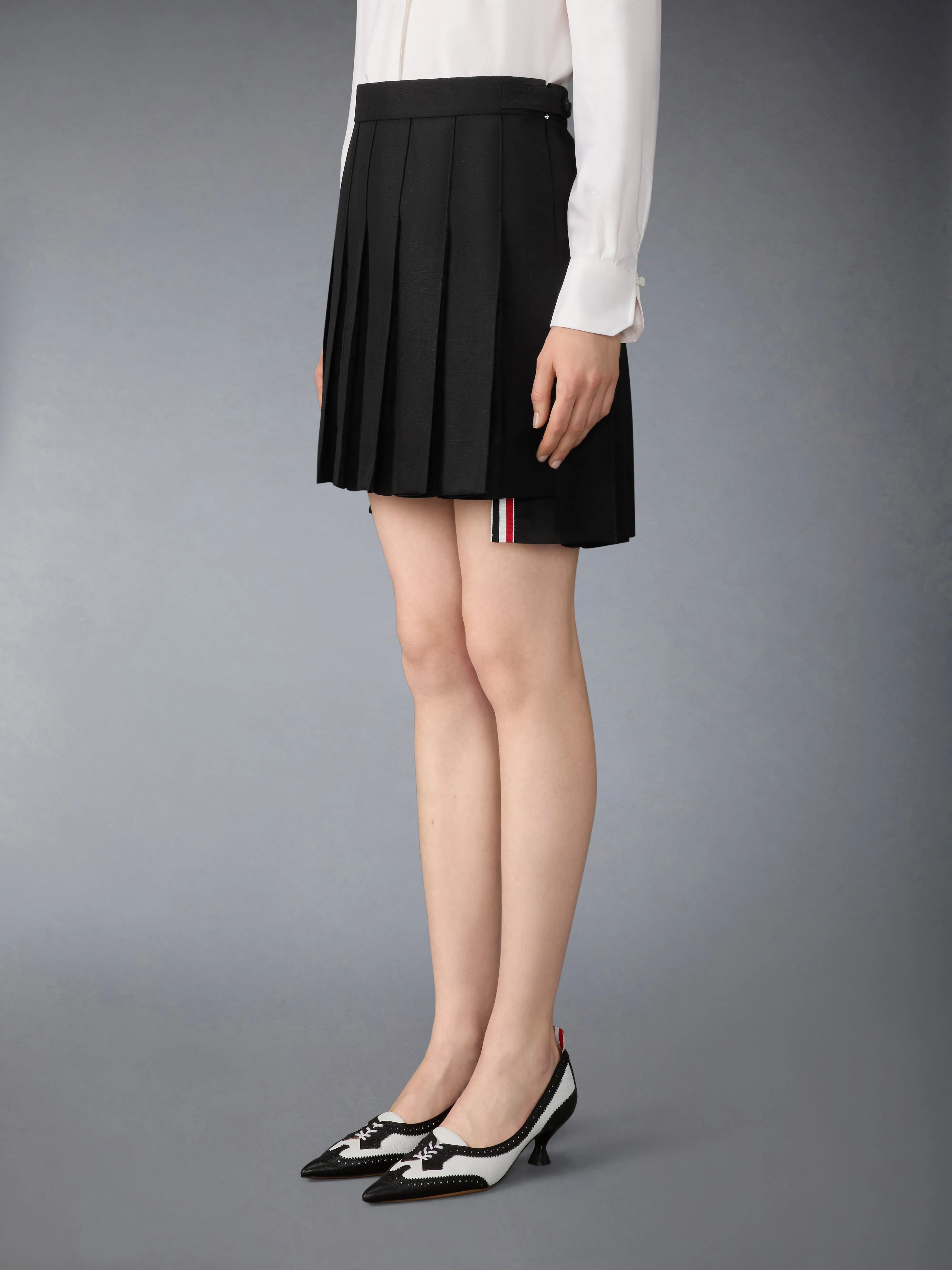 3-PLY WOOL MOHAIR PLEATED MINI SKIRT sold by Thom Browne product image thumbnail 3