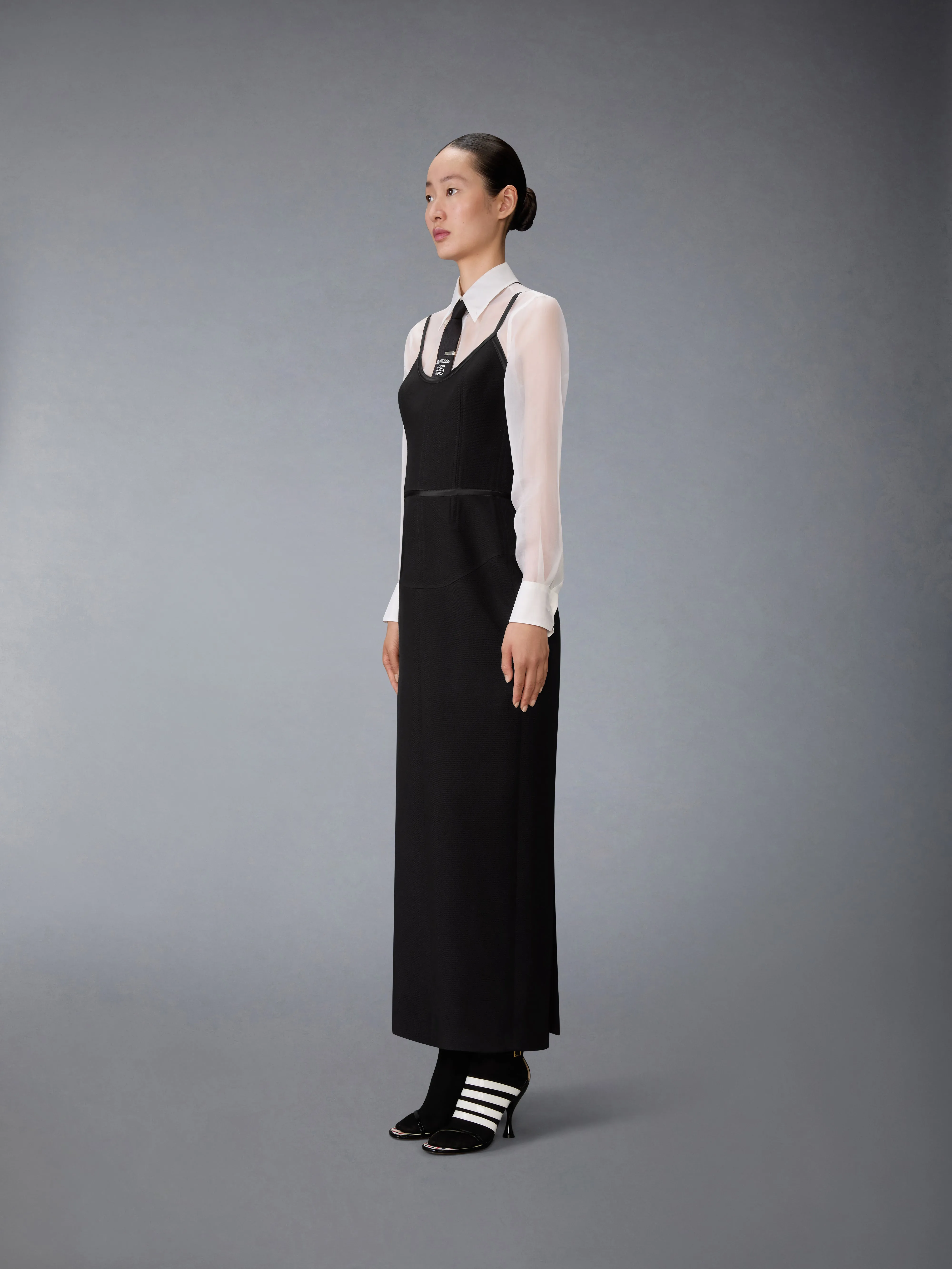WHIPCORD SATIN TIPPED CORSET DRESS sold by Thom Browne product image thumbnail 3
