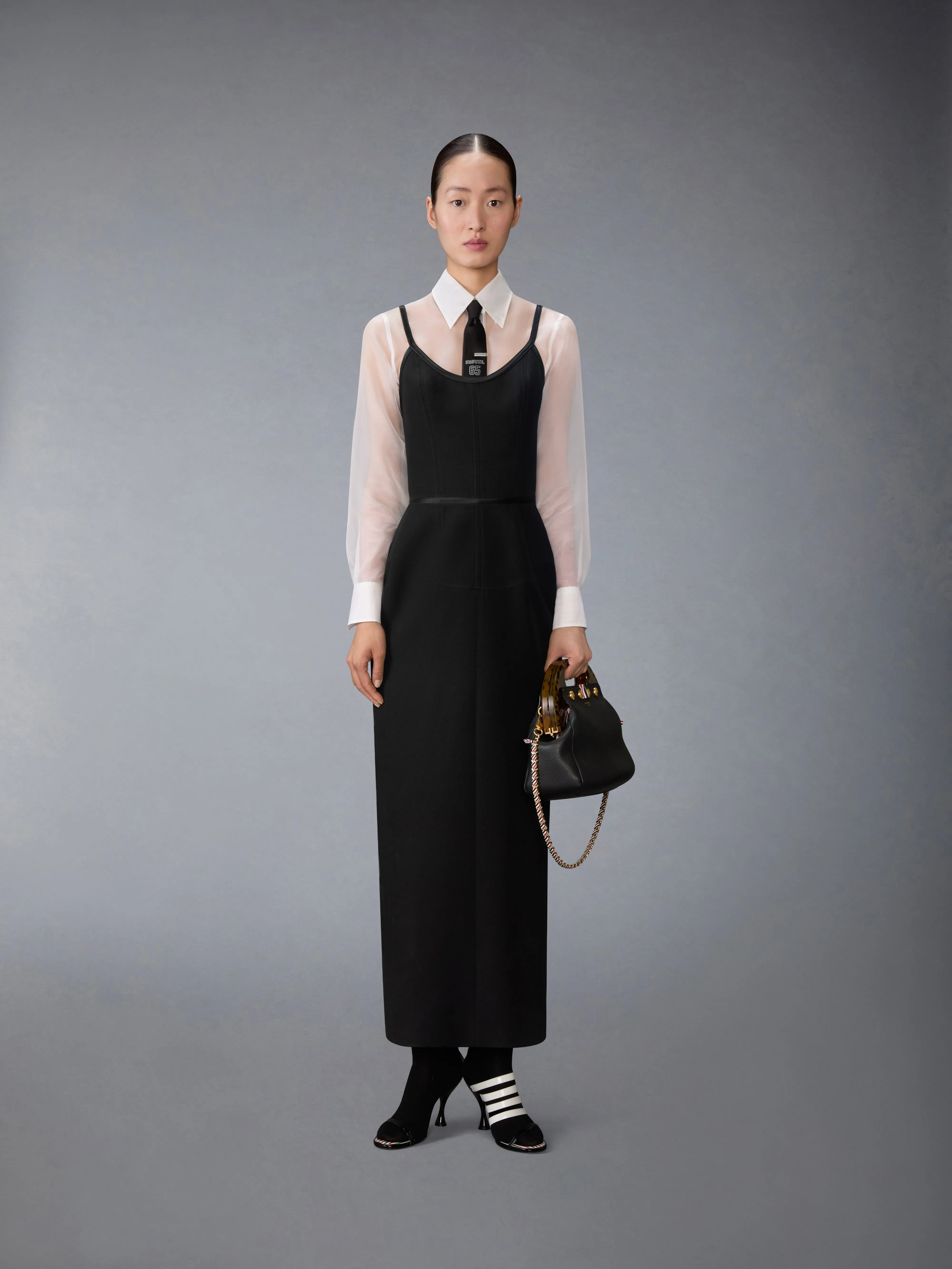 WHIPCORD SATIN TIPPED CORSET DRESS sold by Thom Browne product image thumbnail 5