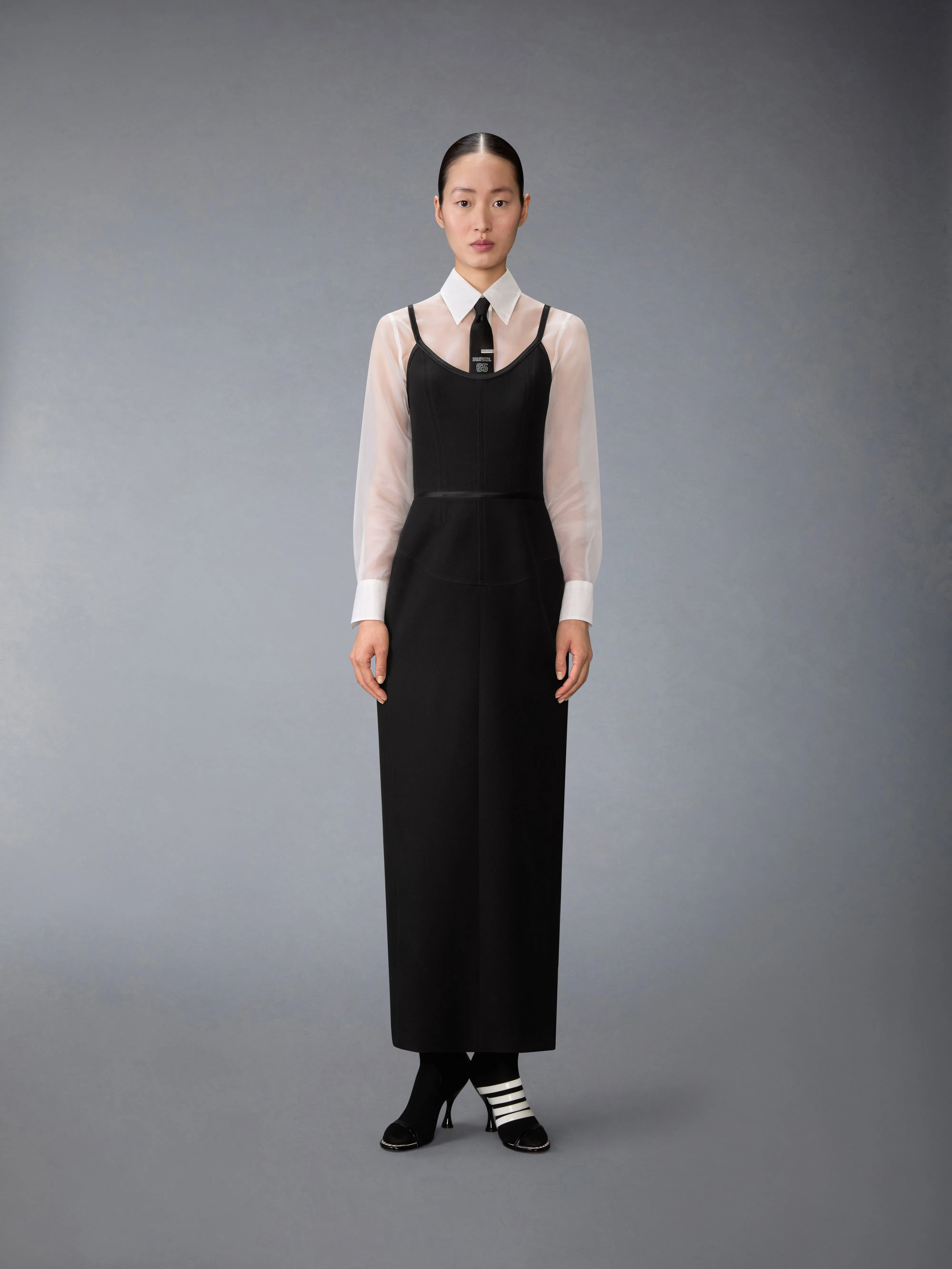 WHIPCORD SATIN TIPPED CORSET DRESS sold by Thom Browne product image thumbnail 2