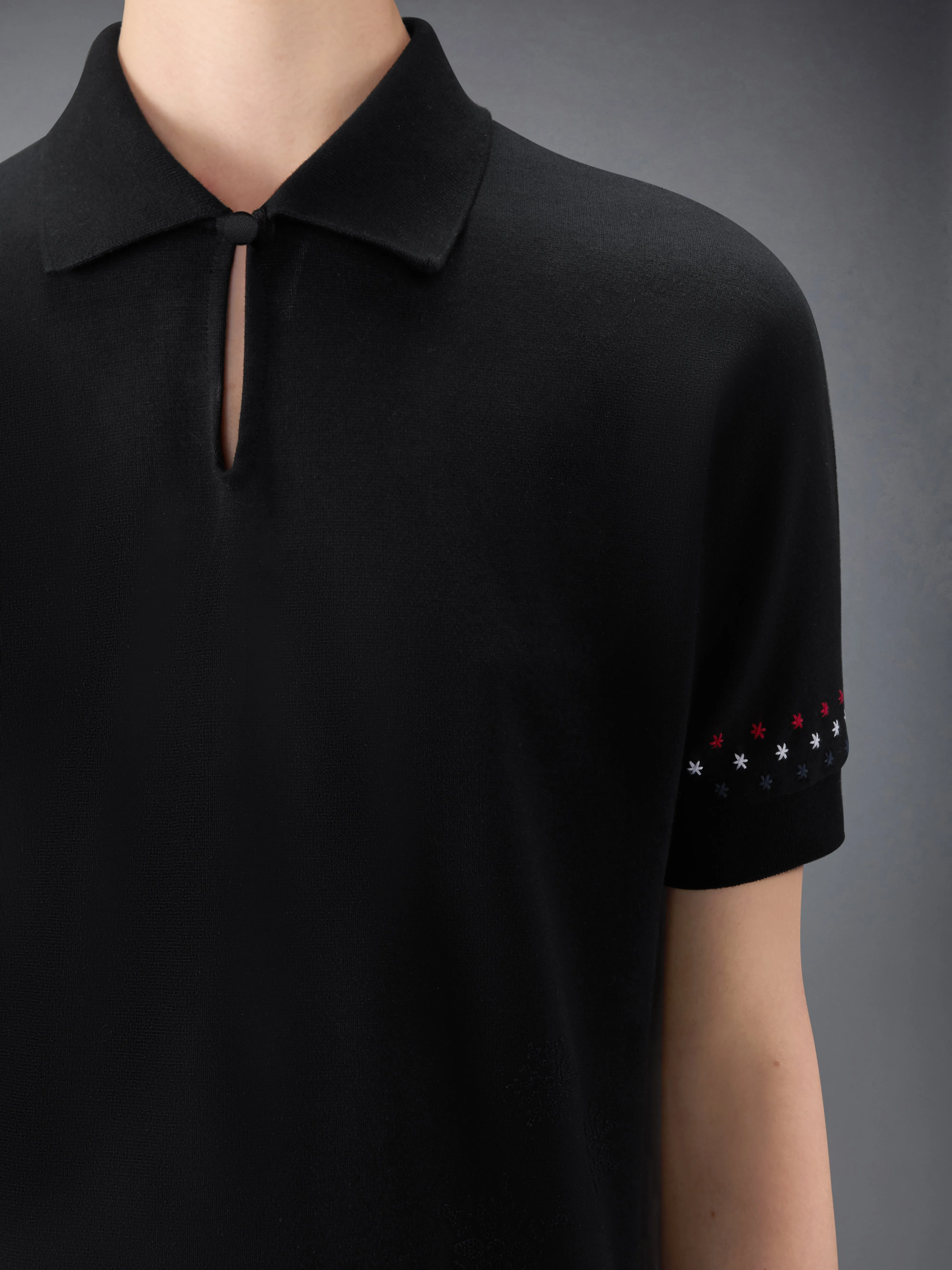 COTTON MILANO STARS & SNOWFLAKE EMBROIDERY POLO sold by Thom Browne product image thumbnail 4