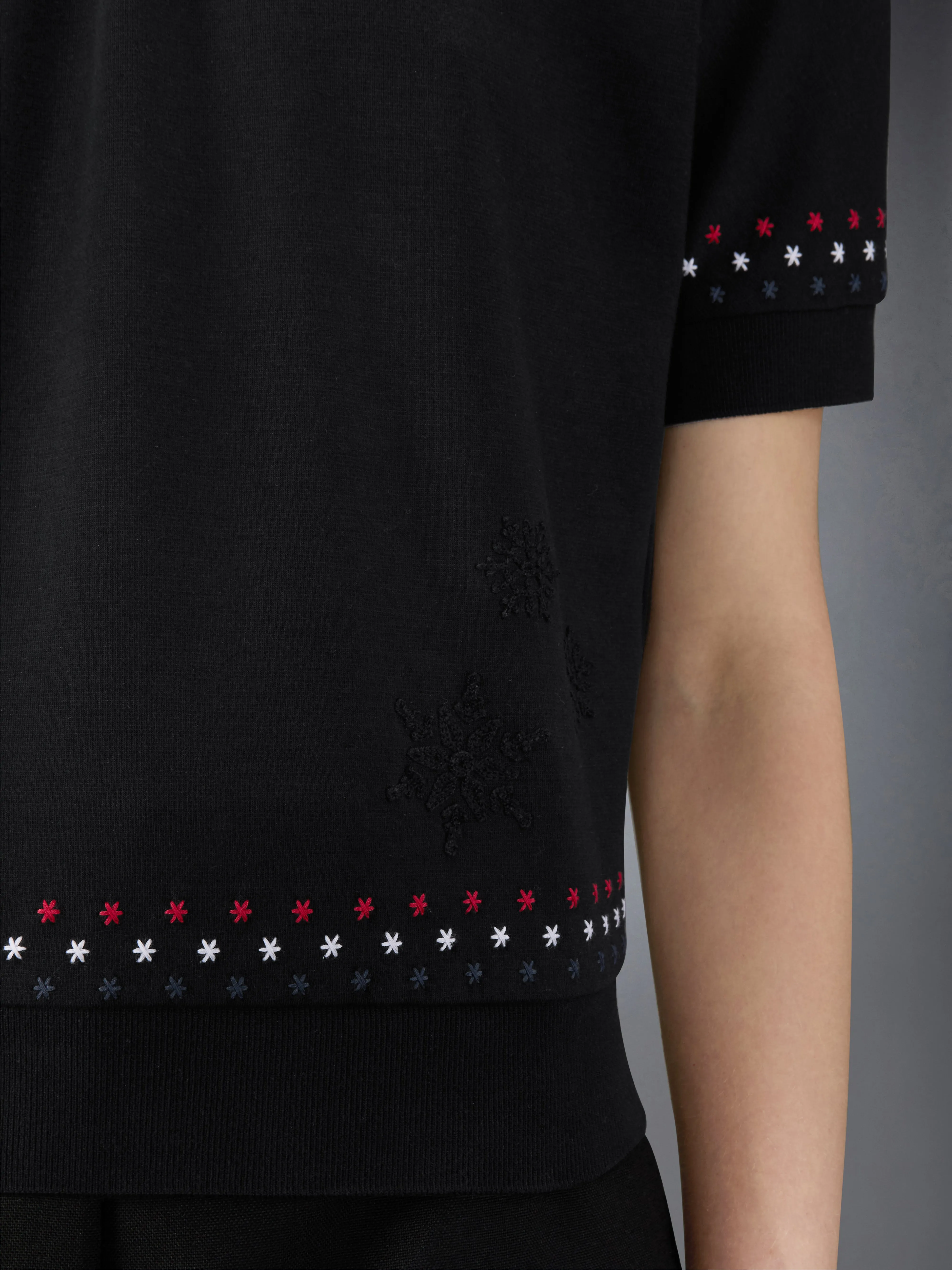 COTTON MILANO STARS & SNOWFLAKE EMBROIDERY POLO sold by Thom Browne product image thumbnail 5