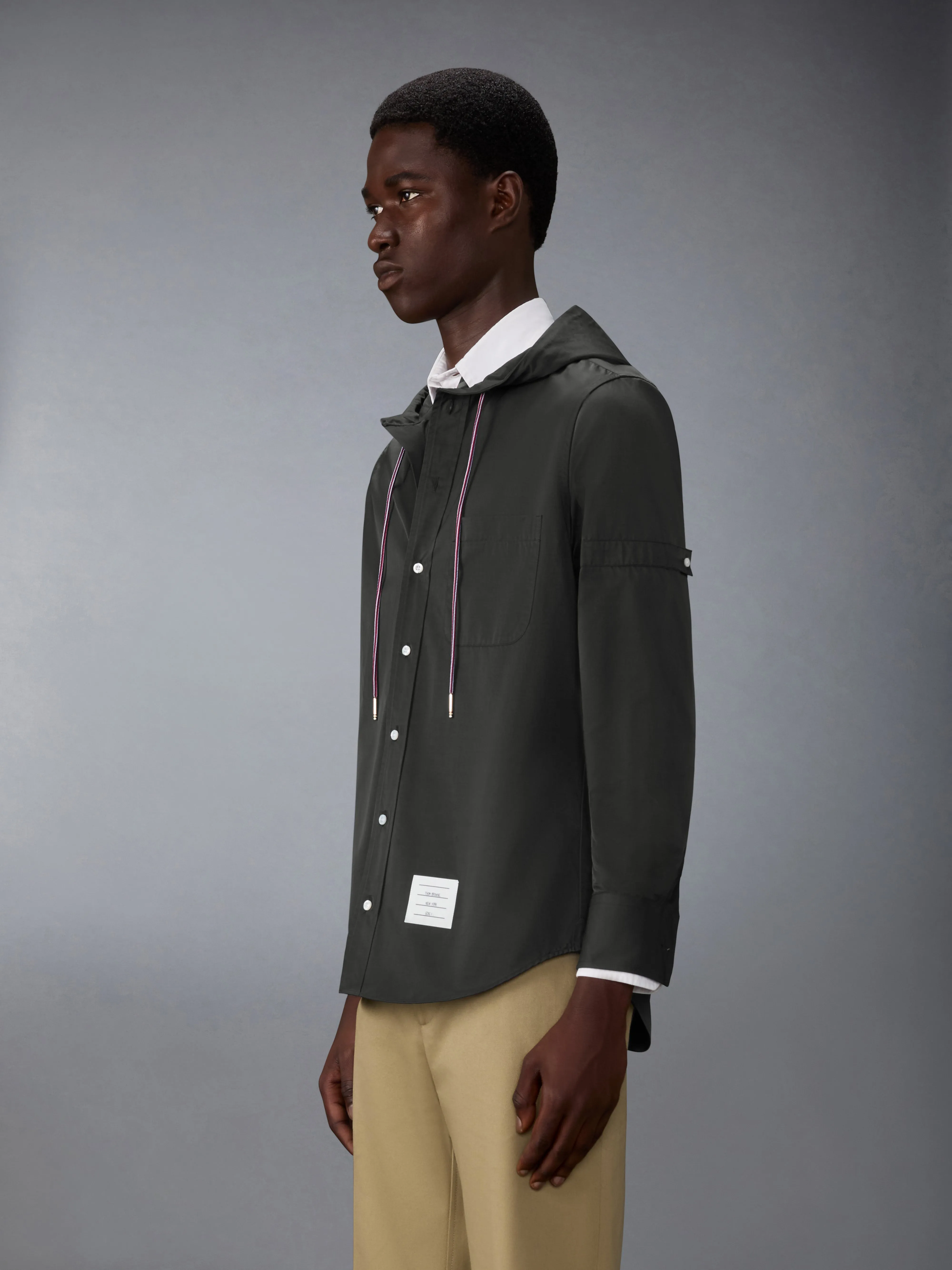 HOODED NYLON ARMBAND SHIRT sold by Thom Browne product image thumbnail 3