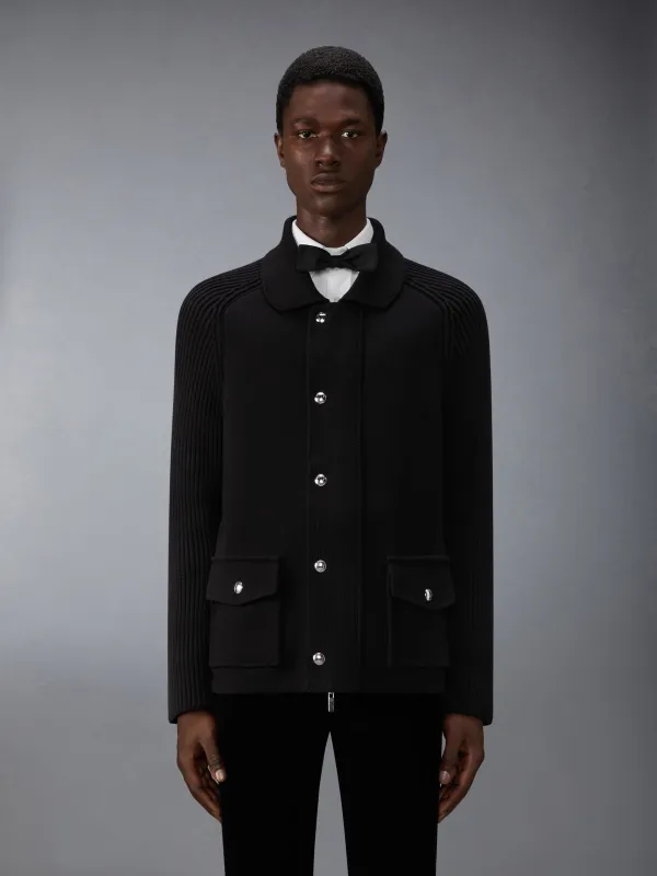 MIXED STITCH COTTON CASHMERE ZIP UP JACKET made by Thom Browne