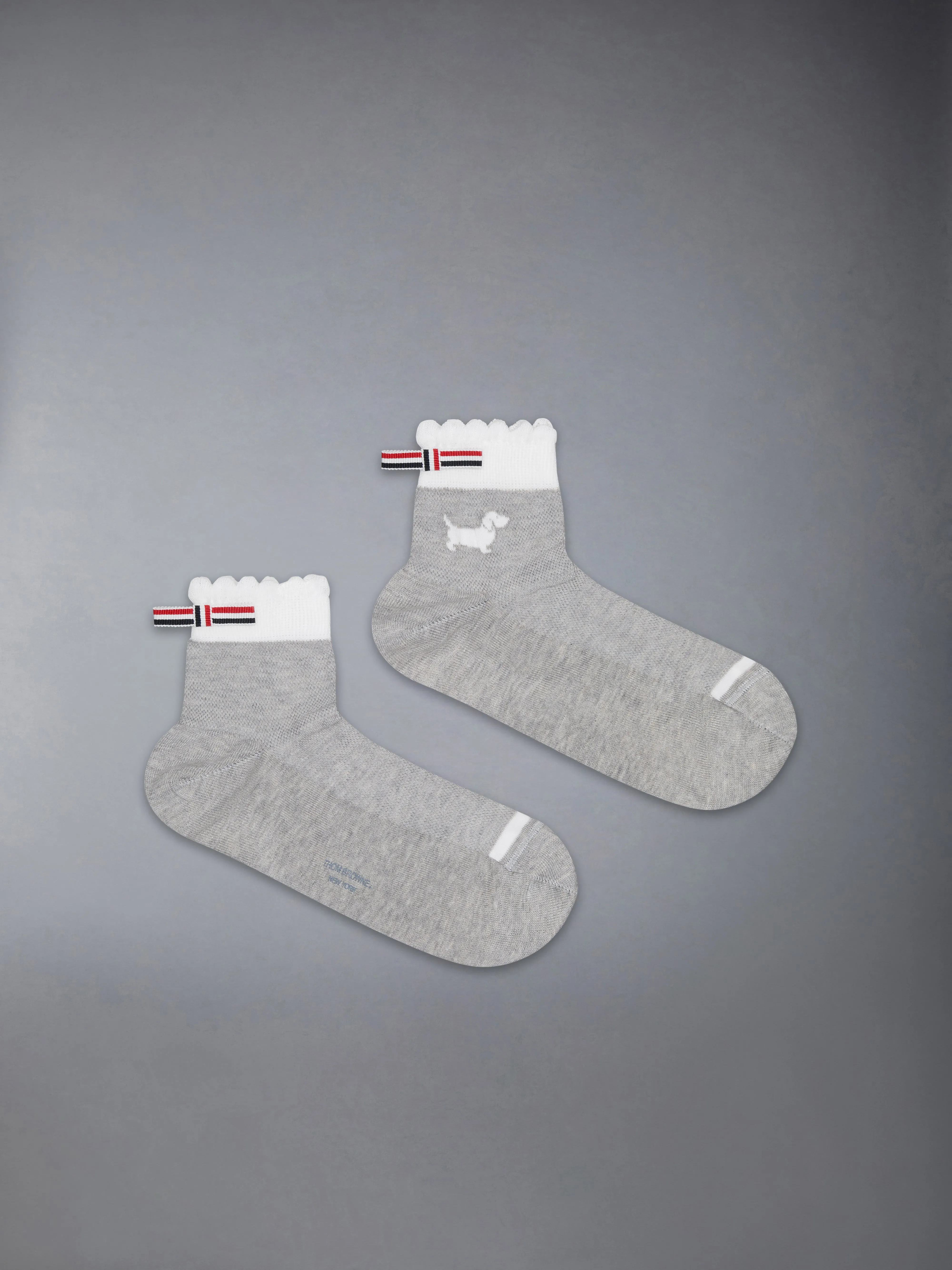 POINTELLE STITCH HECTOR CREW SOCKS sold by Thom Browne