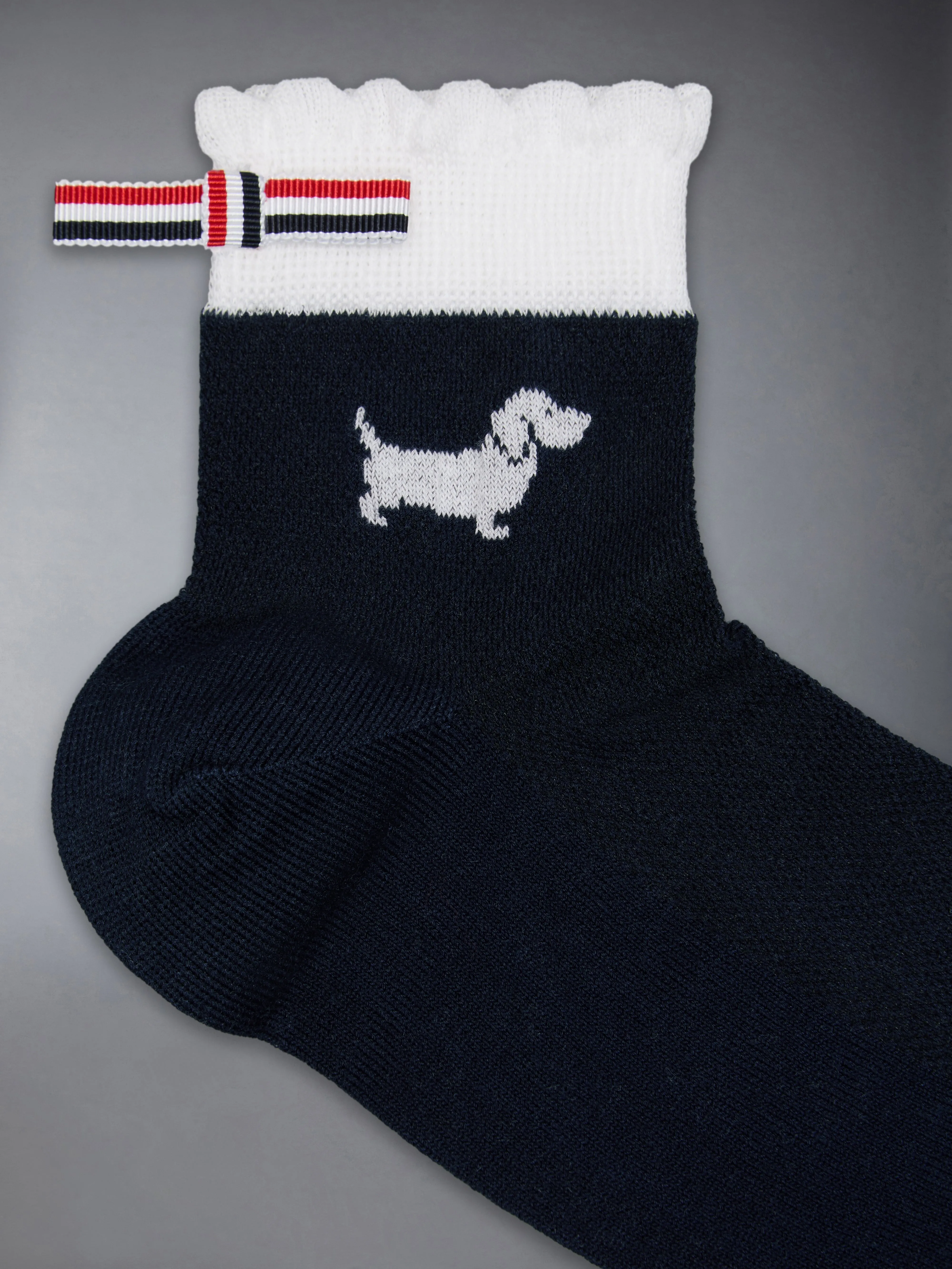 POINTELLE STITCH HECTOR CREW SOCKS sold by Thom Browne product image thumbnail 2