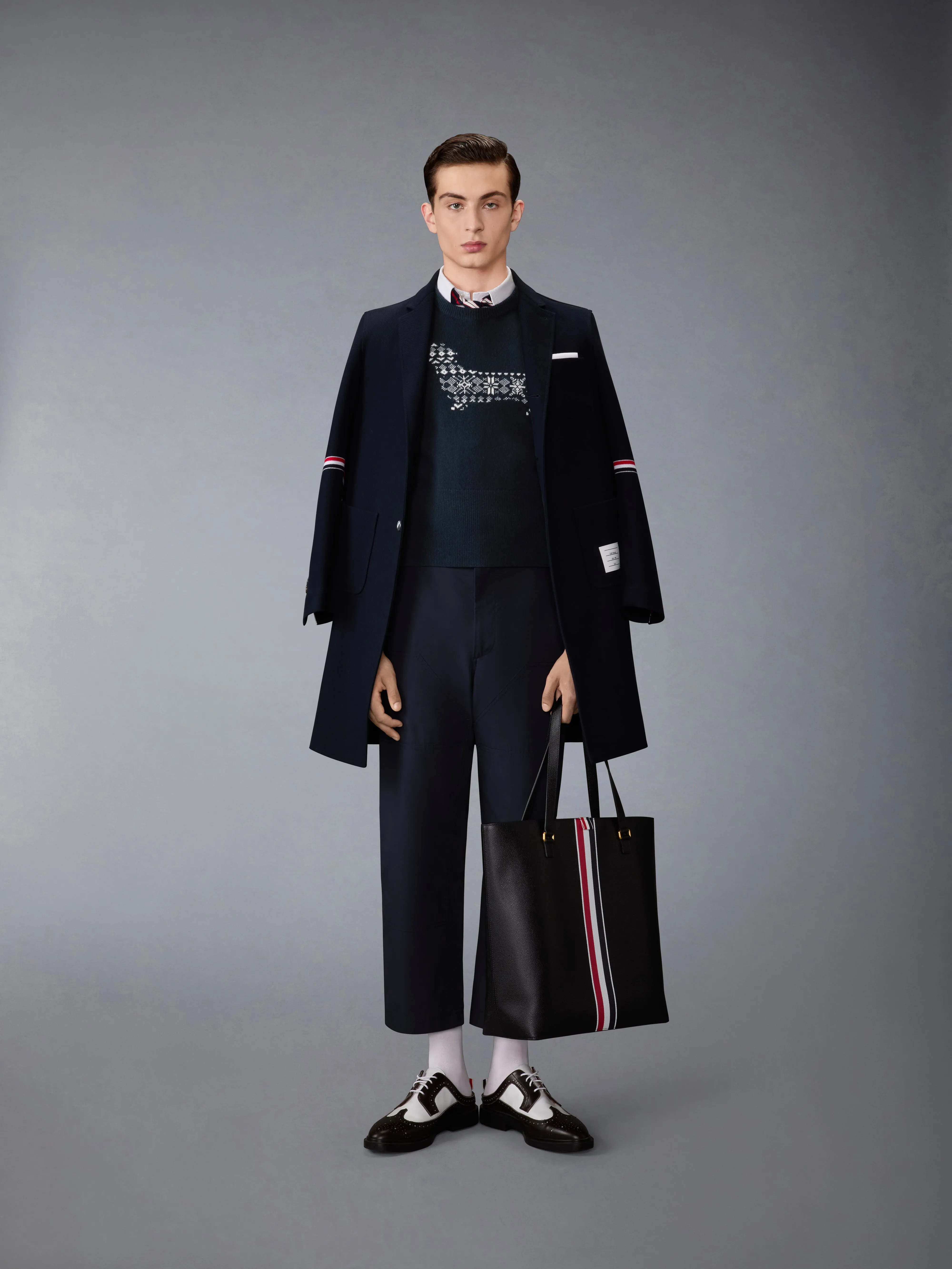 MERINO WOOL HOLIDAY HECTOR 4-BAR PULLOVER sold by Thom Browne product image thumbnail 3