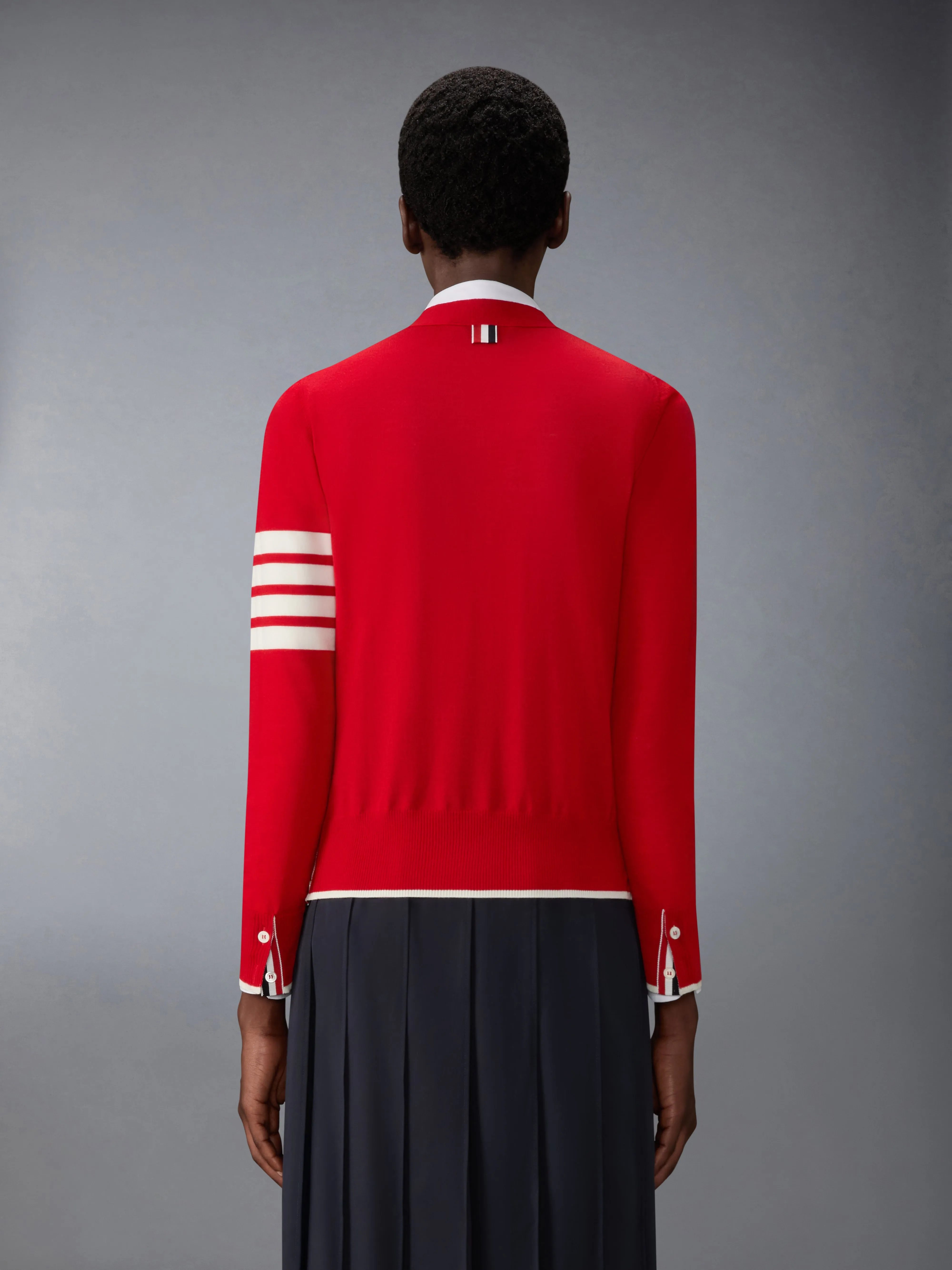 FINE MERINO WOOL 4-BAR RELAXED FIT CARDIGAN sold by Thom Browne product image thumbnail 2
