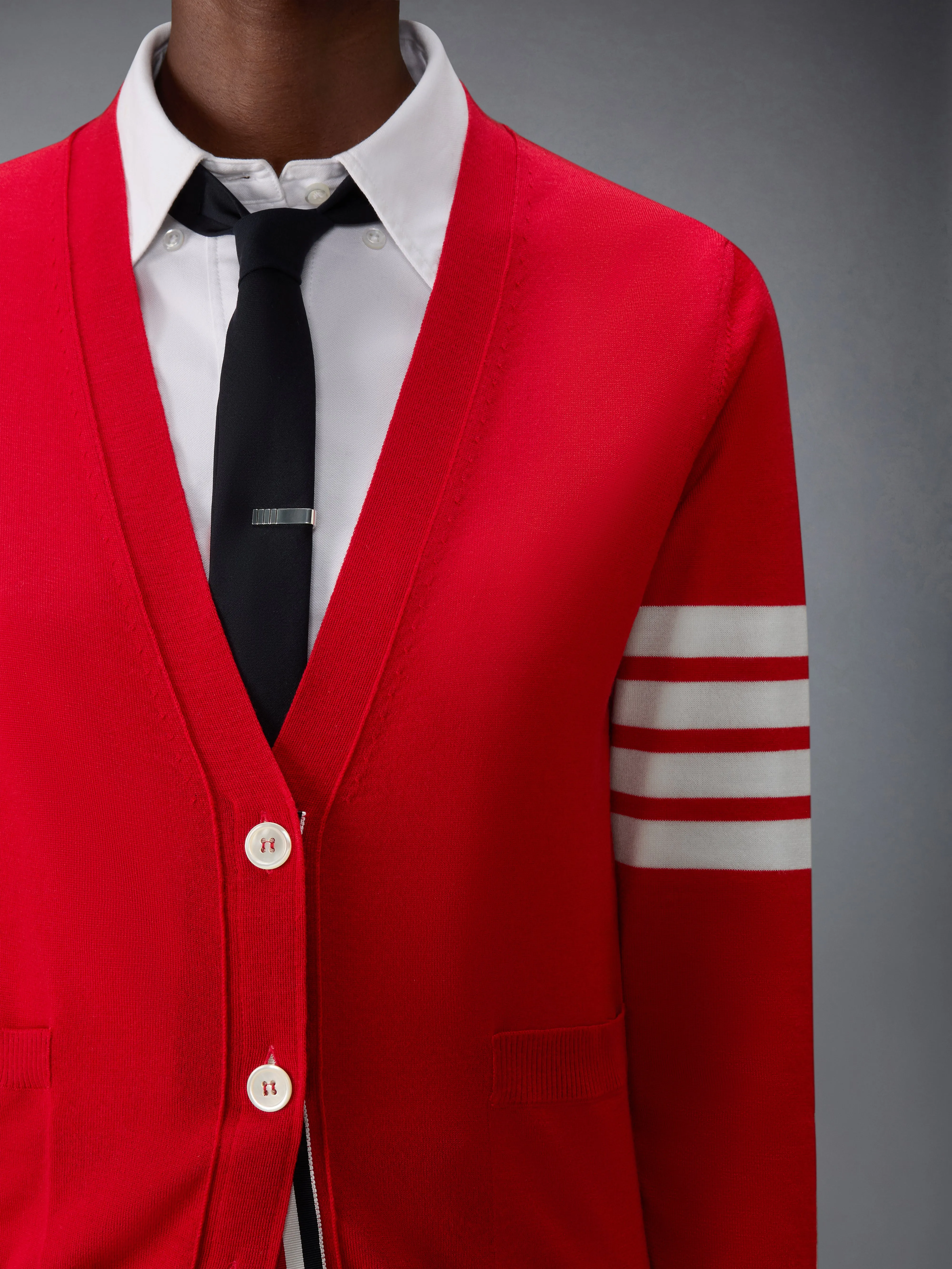 FINE MERINO WOOL 4-BAR RELAXED FIT CARDIGAN sold by Thom Browne product image thumbnail 5