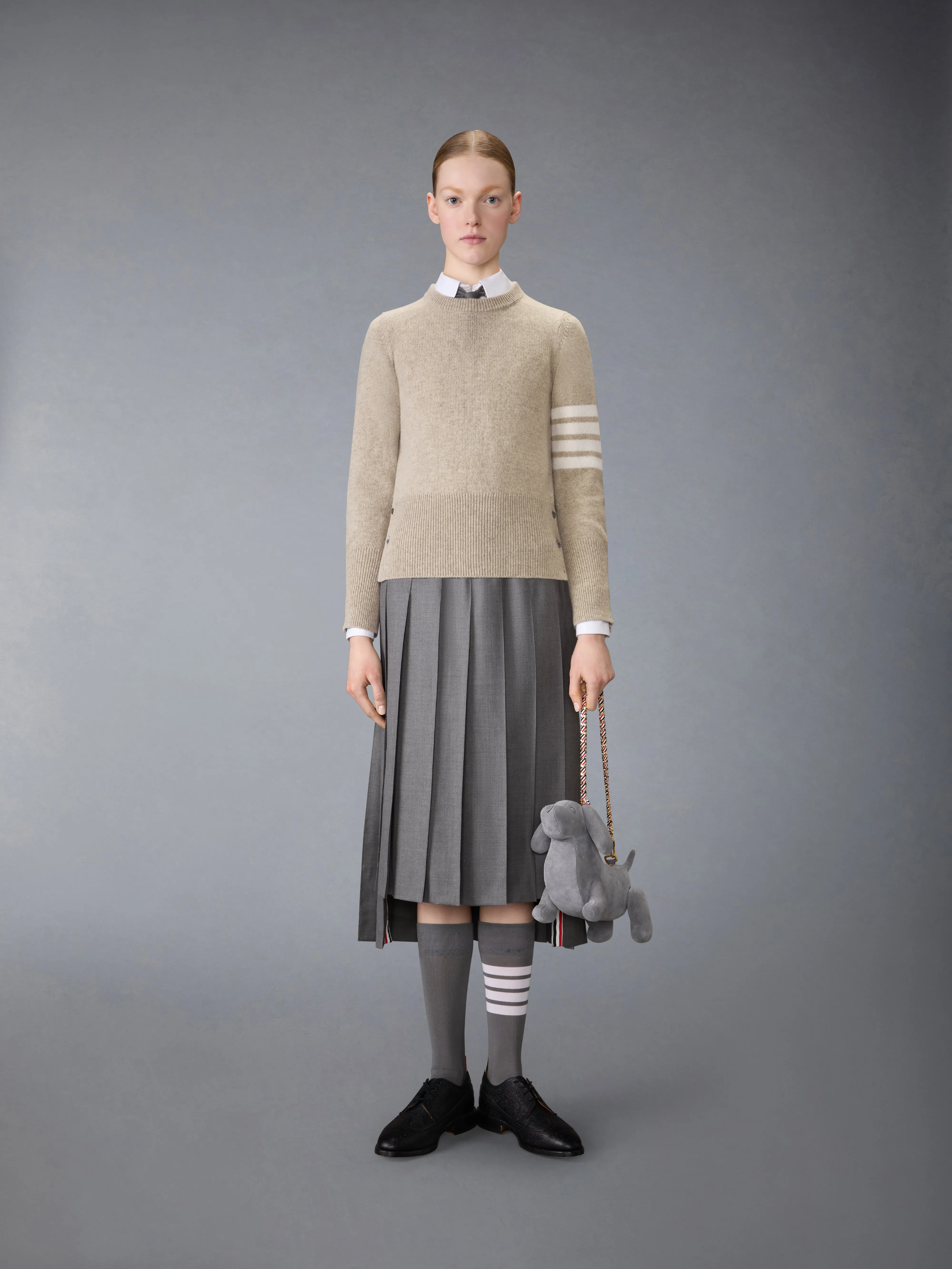 JERSEY STITCH SHETLAND WOOL 4-BAR PULLOVER sold by Thom Browne product image thumbnail 3