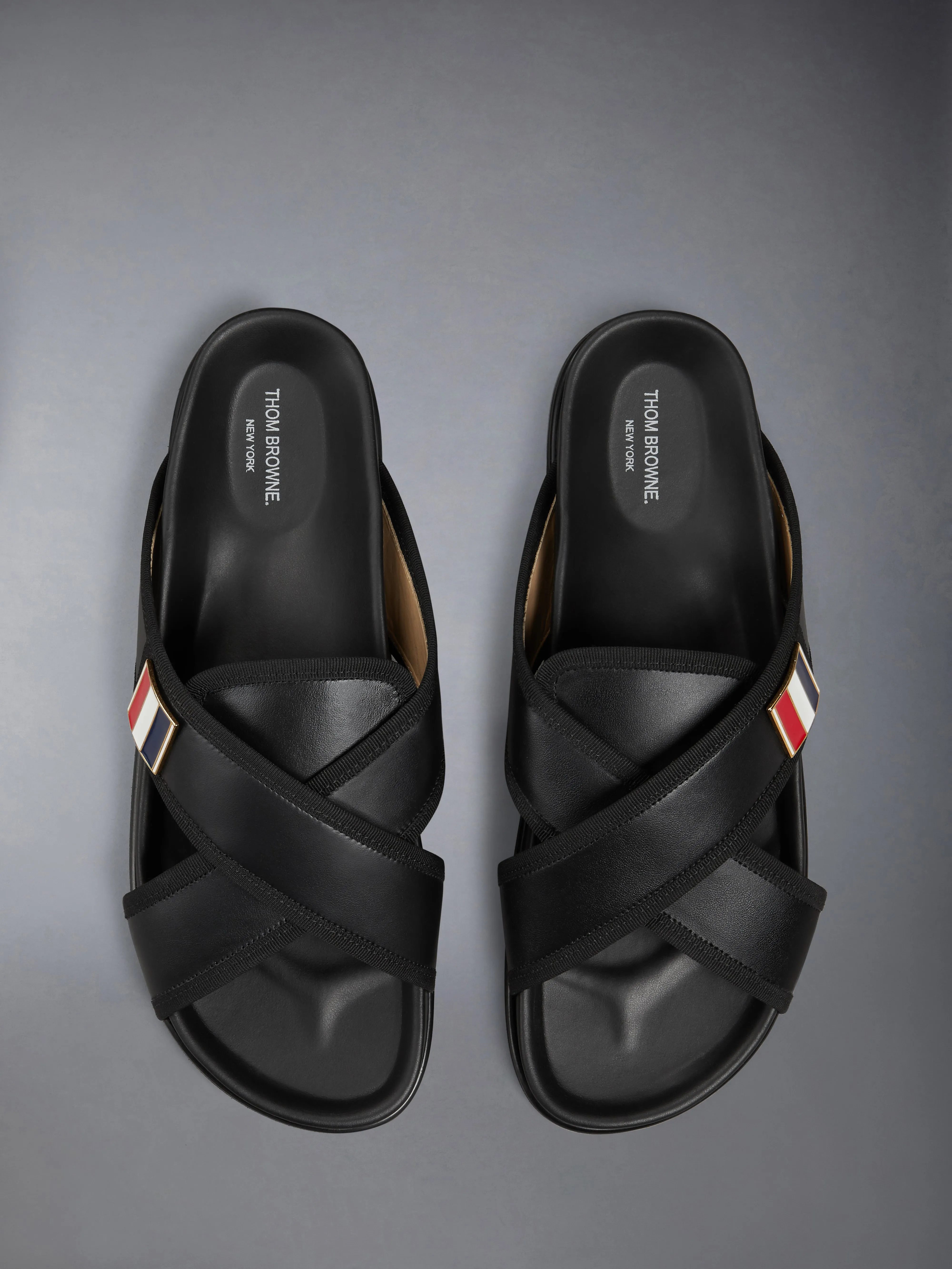 VITELLO CALF RWB PLAQUE CRISS CROSS LOAFER SANDAL sold by Thom Browne product image thumbnail 4
