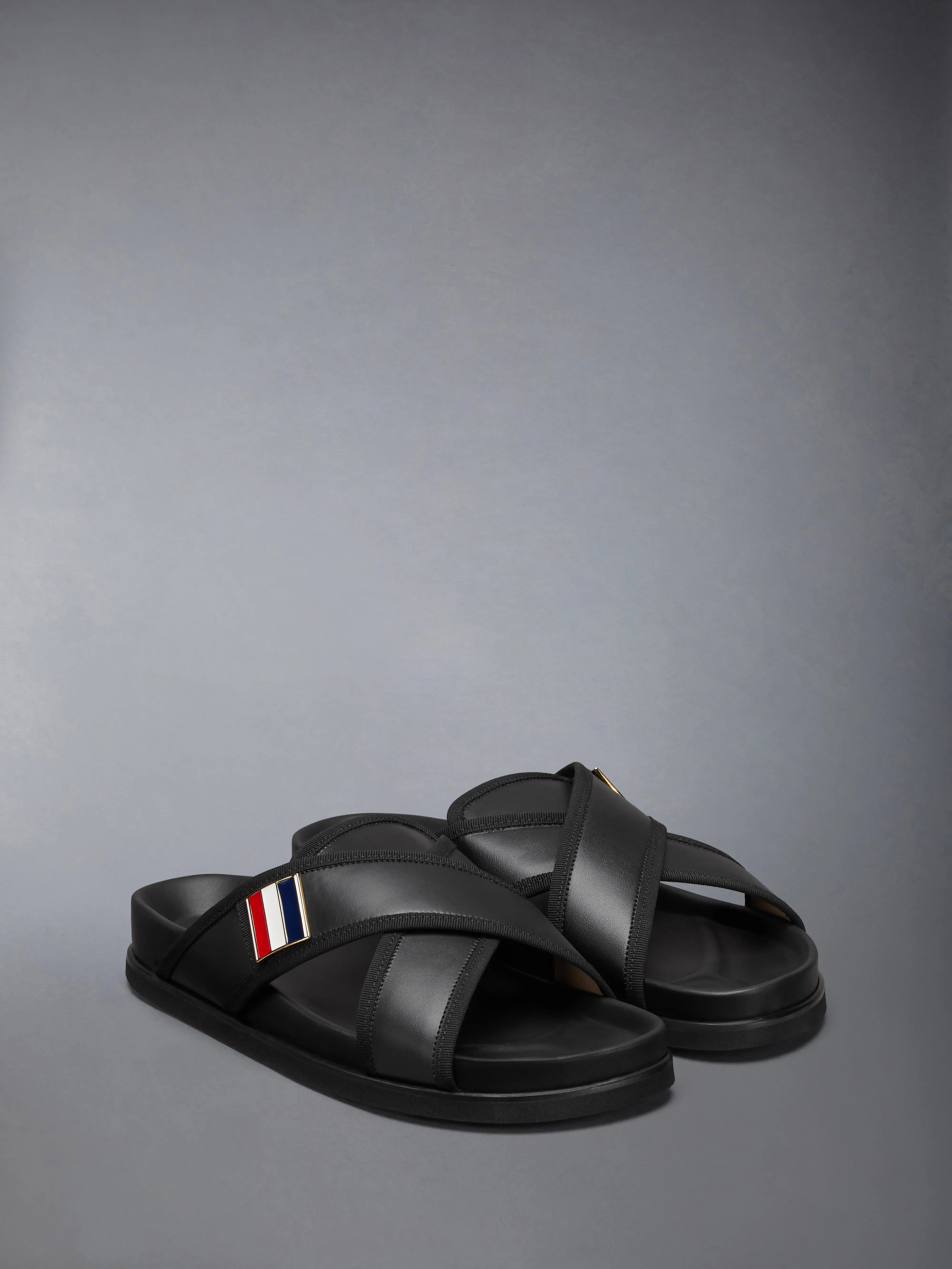 VITELLO CALF RWB PLAQUE CRISS CROSS LOAFER SANDAL sold by Thom Browne product image thumbnail 2