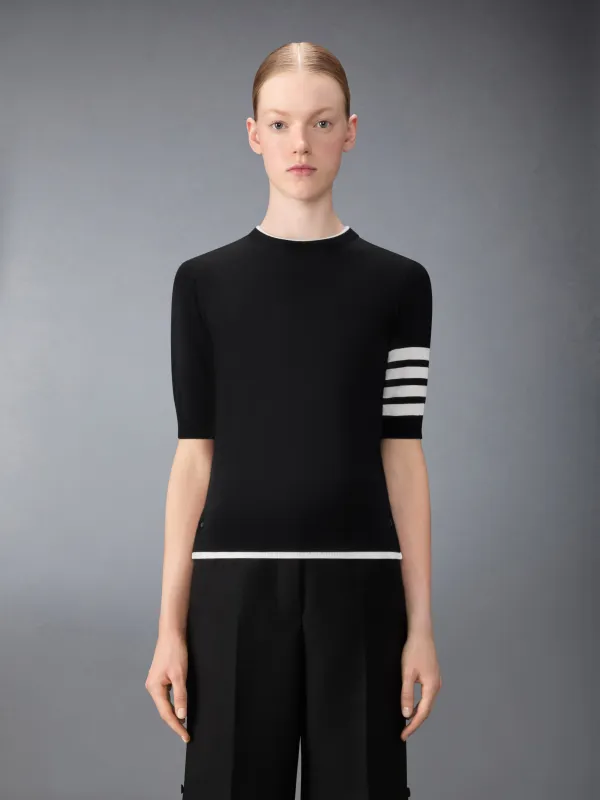 MERINO WOOL 4-BAR SHORT SLEEVE PULLOVER made by Thom Browne