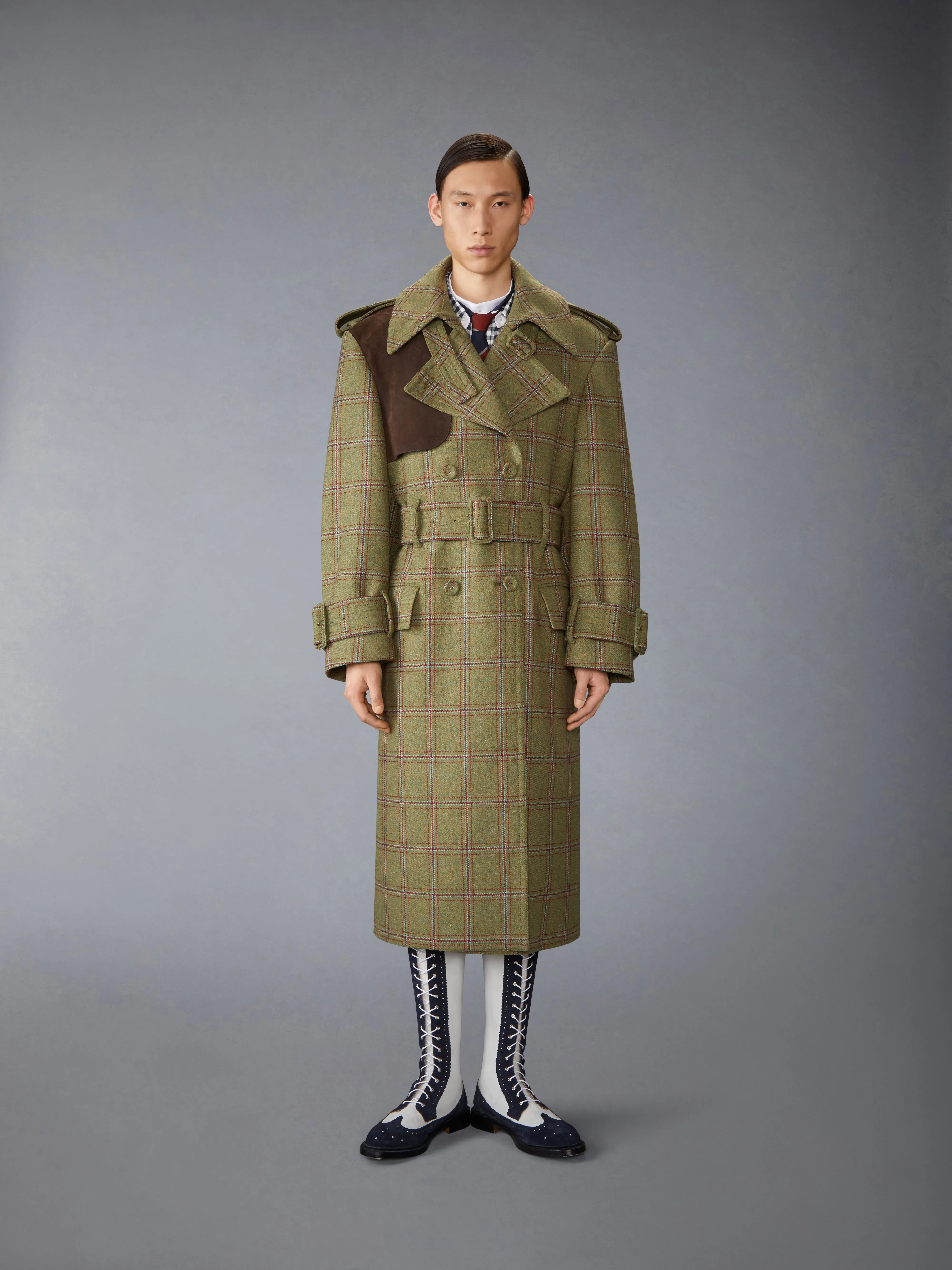 HUNTING TWEED OVERSIZED TRENCH sold by Thom Browne
