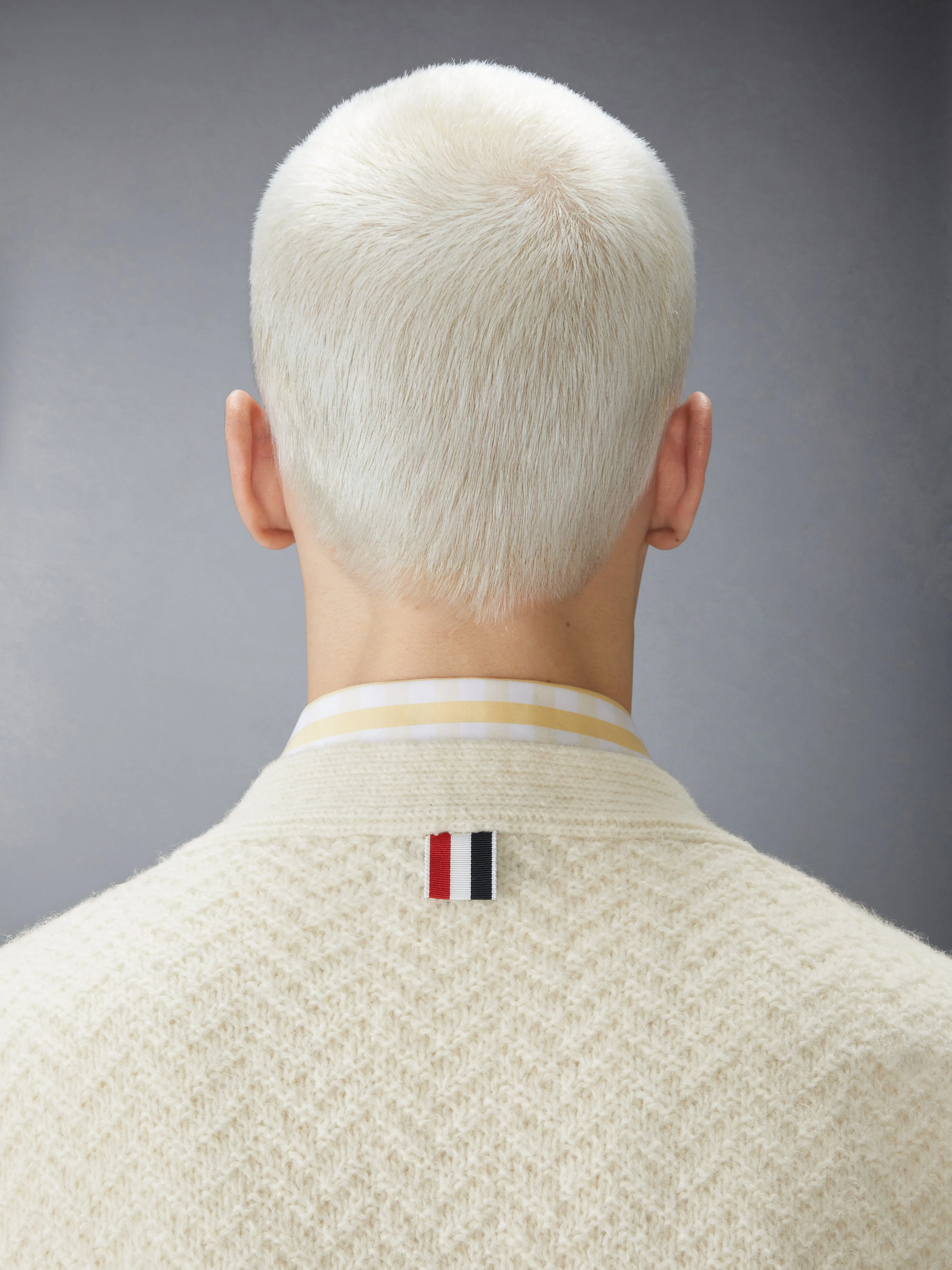 DONEGAL AND CUSHENDALE HERRINGBONE JACQUARD V NECK CARDIGAN sold by Thom Browne product image thumbnail 5